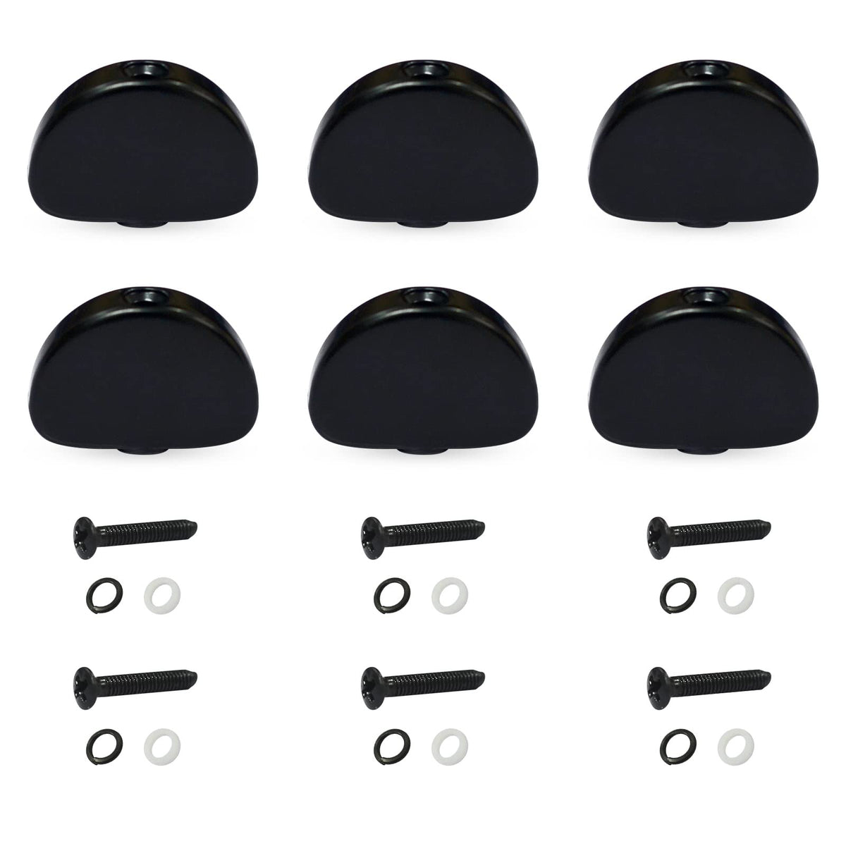 Maxcheer 6Pcs Metal Big Semicircle Guitar Tuning Pegs Tuners Machine Heads Replacement Buttons Knobs Handle (Black)
