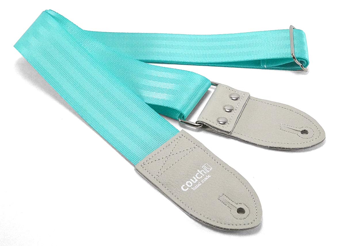 The Original Recycled Seatbelt Guitar Strap Made In Usa By Couch Guitar Straps (Recycled Mint & White)