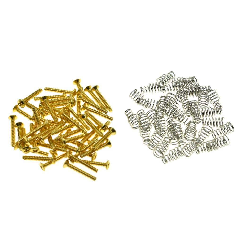 KAISH Pack of 50 Metric Thread M3 Single Coil Pickup Mounting Screws and Springs 3x21.5mm for ST/Strat or Tele Gold