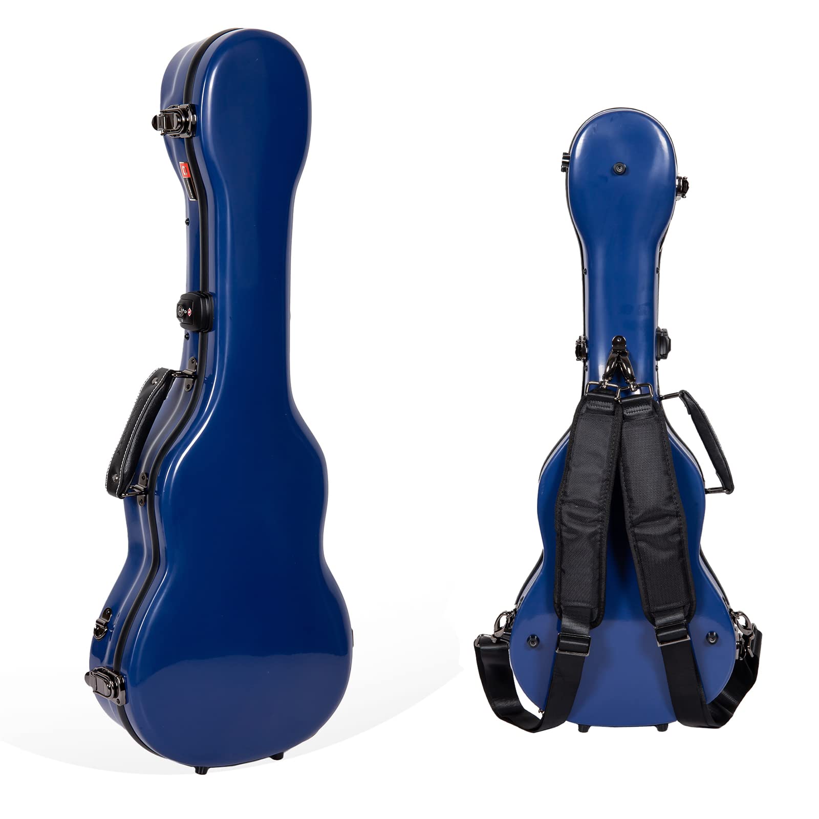 Crossrock Fiberglass Case for Baritone Ukulele with Removable Shoulder Straps & TSA Lock, Navy Blue (CRF2020BUNVBL)