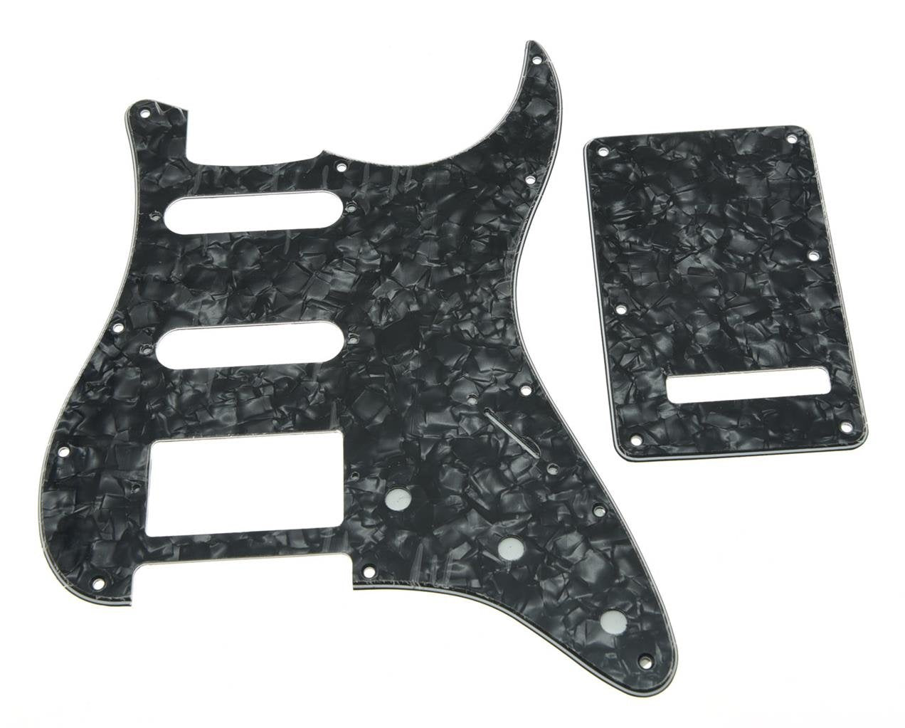 KAISH 11 Hole ST/Strat Style Pickguard HSS Pick Guard with ST Back Plate Tremolo Trem Cover for USA/Mexico Stratocaster/Strat Bl
