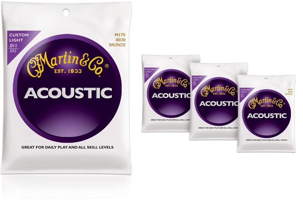Martin M175 Traditional Bronze Custom Light Acoustic Guitar Strings - 4 Pack
