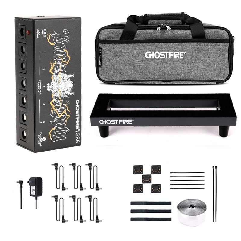 Ghost Fire Guitar Pedal Board Aluminum Alloy 0.8Lb Super Light Effect Pedalboard13.7''X5.5'' With Carry Bag,Spl-01 And Power Sup