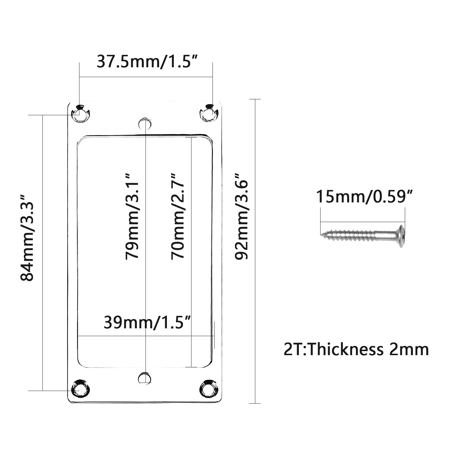 Cheerock Chrome Humbucker Pickups Cover Mounting Ring Set Replacement Part Compatible with Flat Body Electric Guitar or Precisio