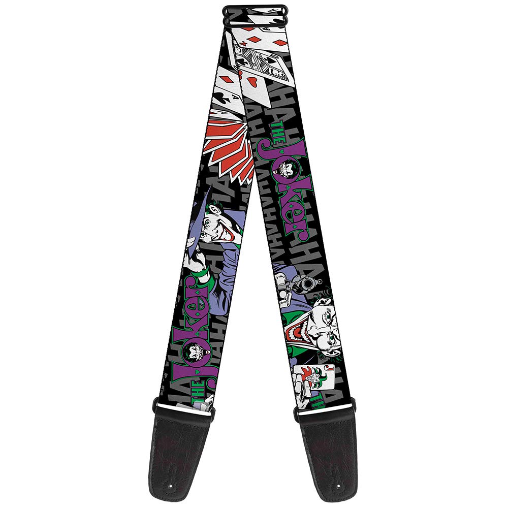 Buckle-Down Guitar Strap - The Joker Pose/Cards/Hahahaha Black/Gray - 2'' Wide - 29-54'' Length