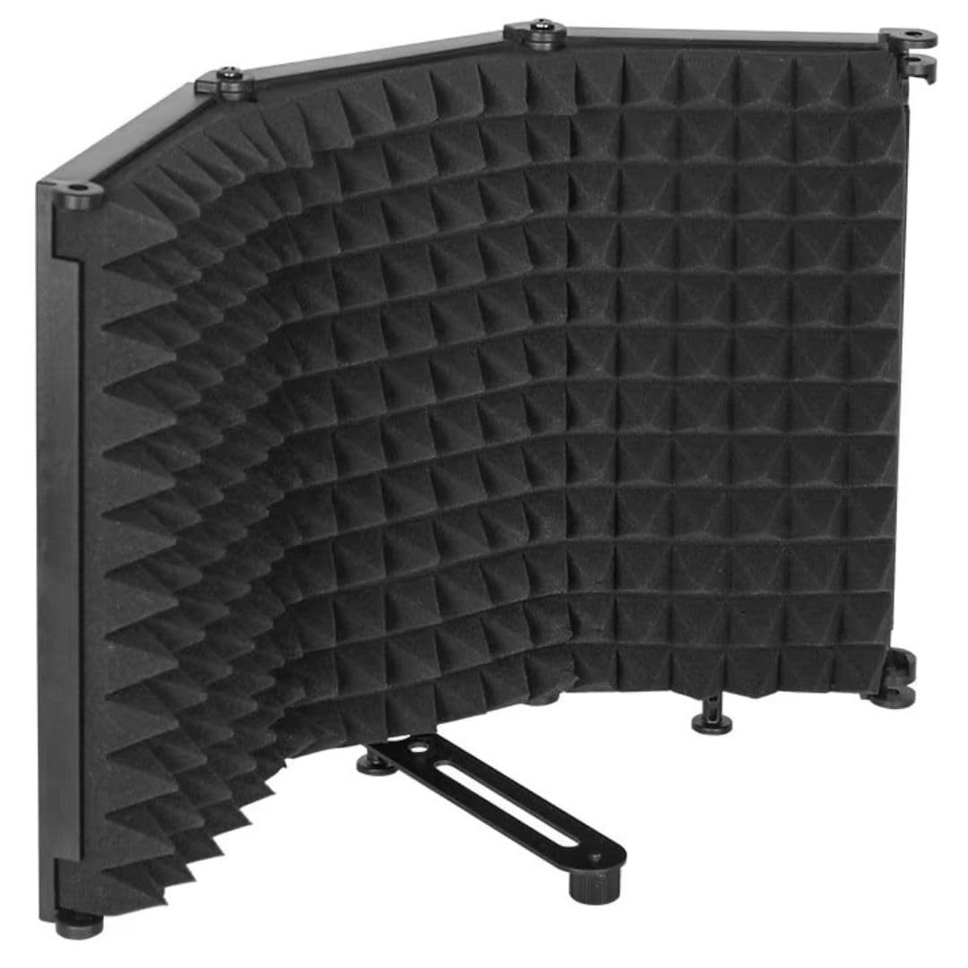 Kh Mic Isolation Shield 3 Panel - Portable Abs Plastic Body Vocal Booth Studio Acoustic Sound Shield With Absorbing Foam, Microp
