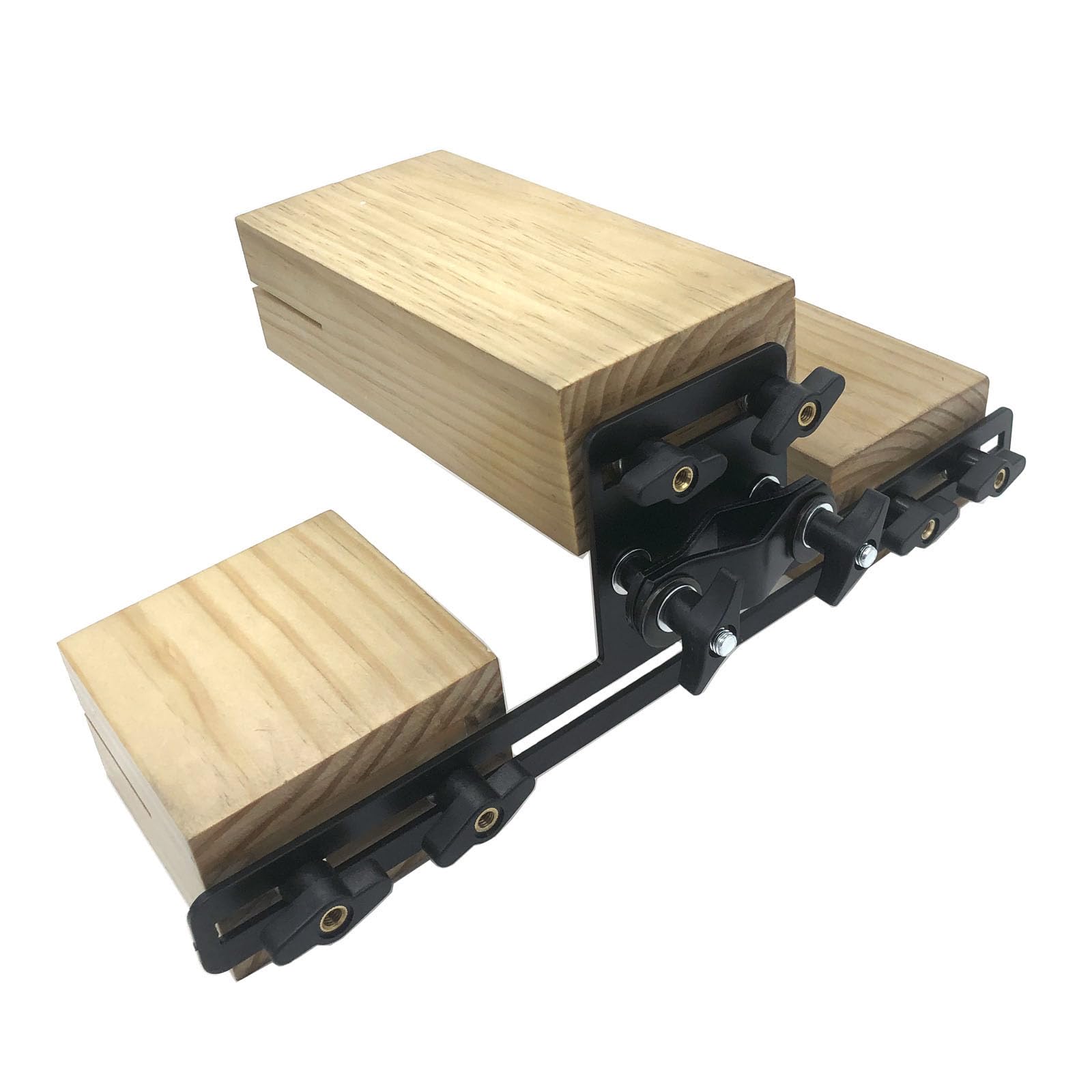 TUOREN Tri-Bells Cowbell for Drum Set Triple Wood Block High Medium Low Pitch Wooden Jam Block for 0.63inch Post Mount Drum Set 