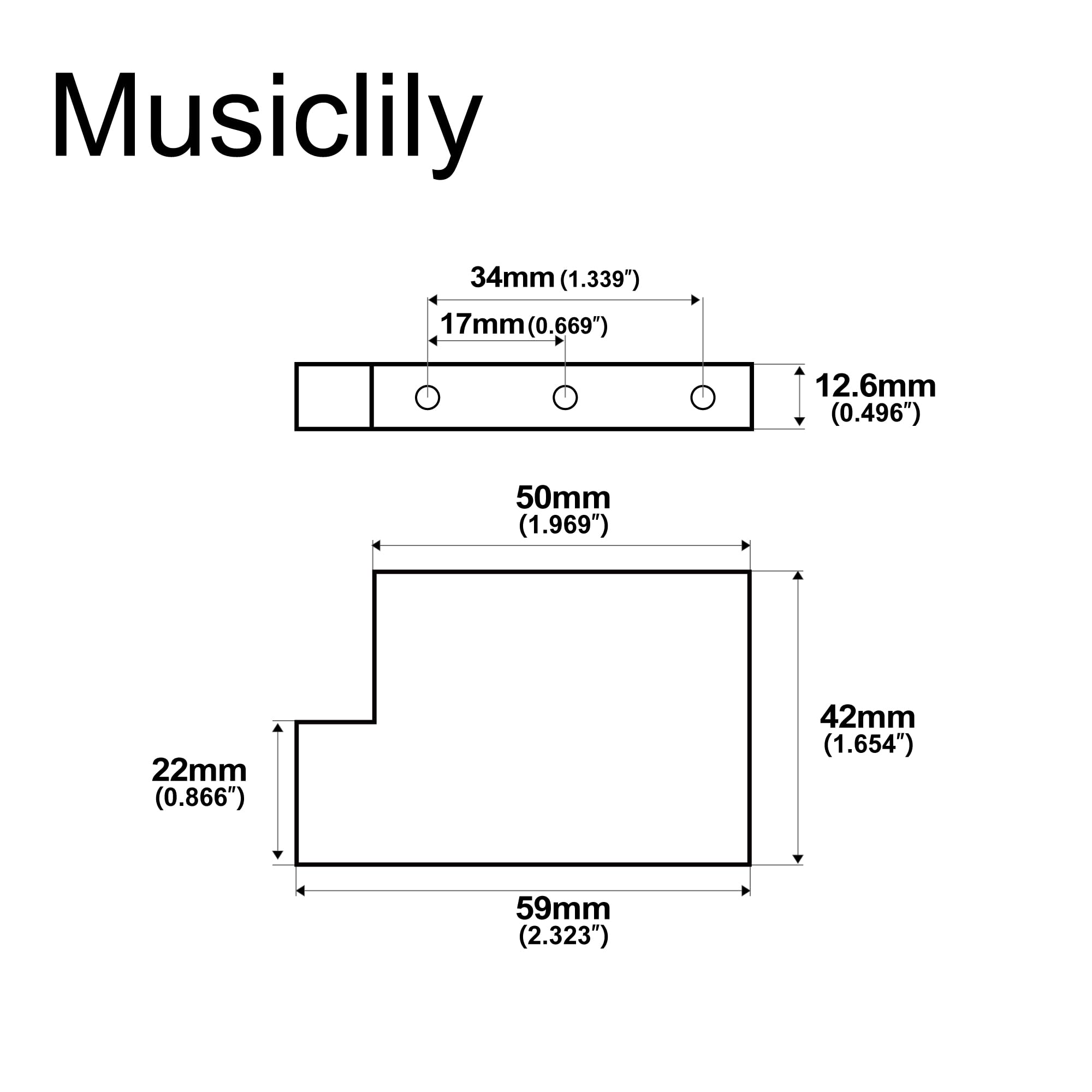 Musiclily Ultra 42mm Full Solid Steel L Shaped Tremolo Block for Electric Guitar Floyd Rose Locking Tremolo Bridge