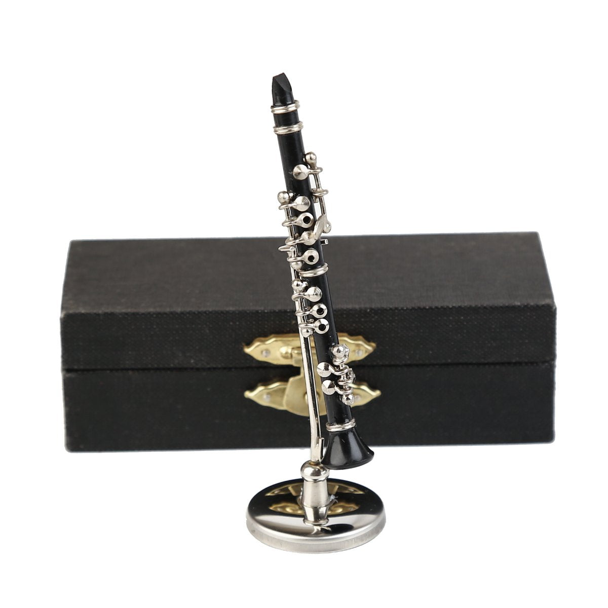 Dselvgvu Miniature Clarinet with Stand and Case Mini Musical Instrument Mini Clarinet Miniature Dollhouse Model Christmas Orname