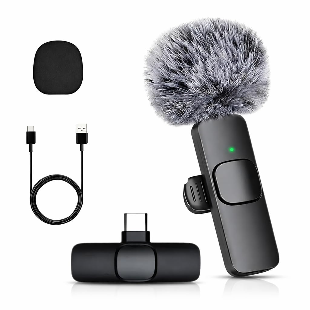 Lifestyleaura K9 Dual Wireless Lavalier Microphone For Iphone And Android, Bluetooth Clip-On Mic For Vlogging And Youtube, Black