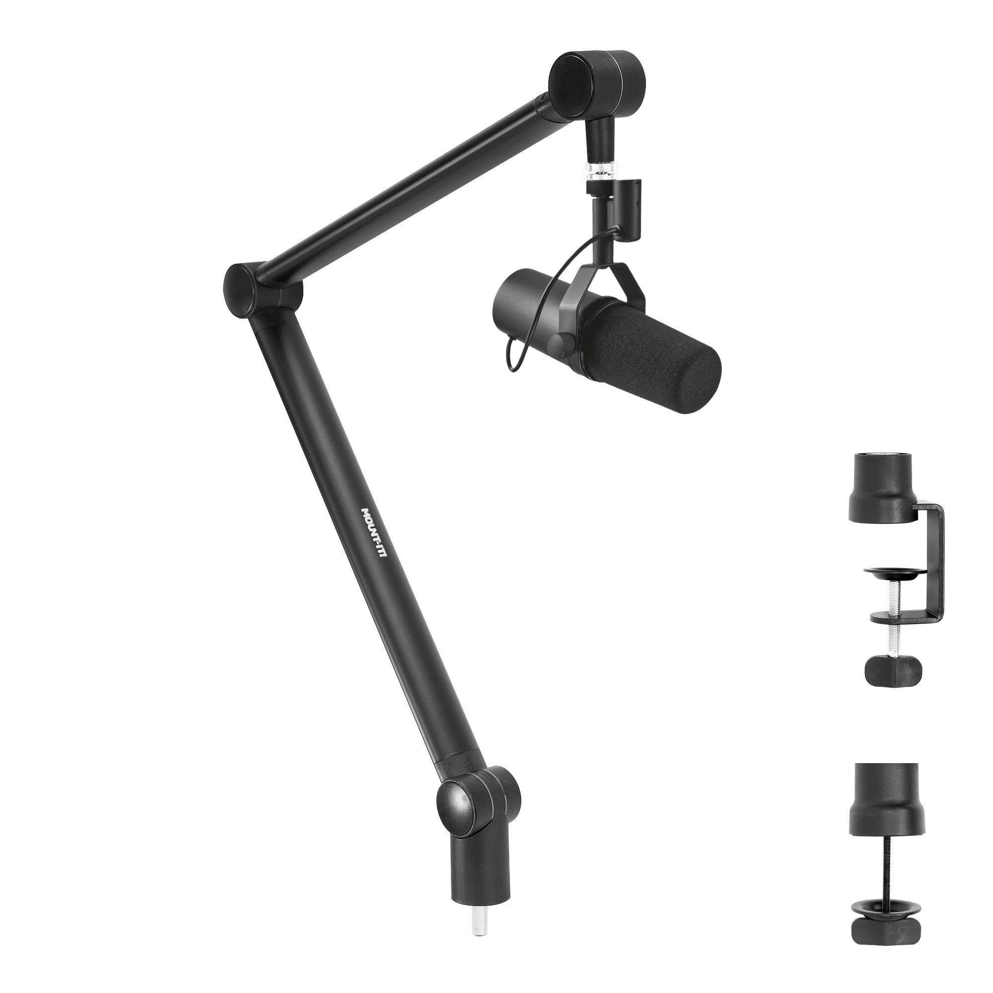 MOUNT-IT! Adjustable Microphone Boom Arm [3/8 to 5/8 Screw Adapter] Suspension Scissor Mic Stand, Desk Mount For Blue Snowball,