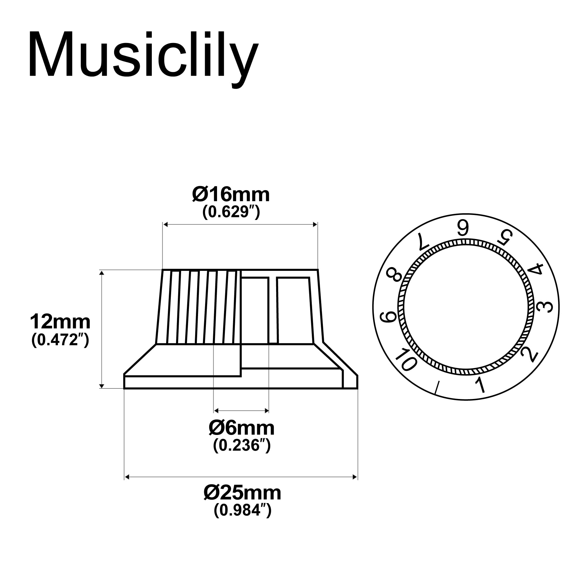 Musiclily One Volume Two Tone Speed Control Guitar Knobs for Fender Stratocaster Strat Guitar, Chrome