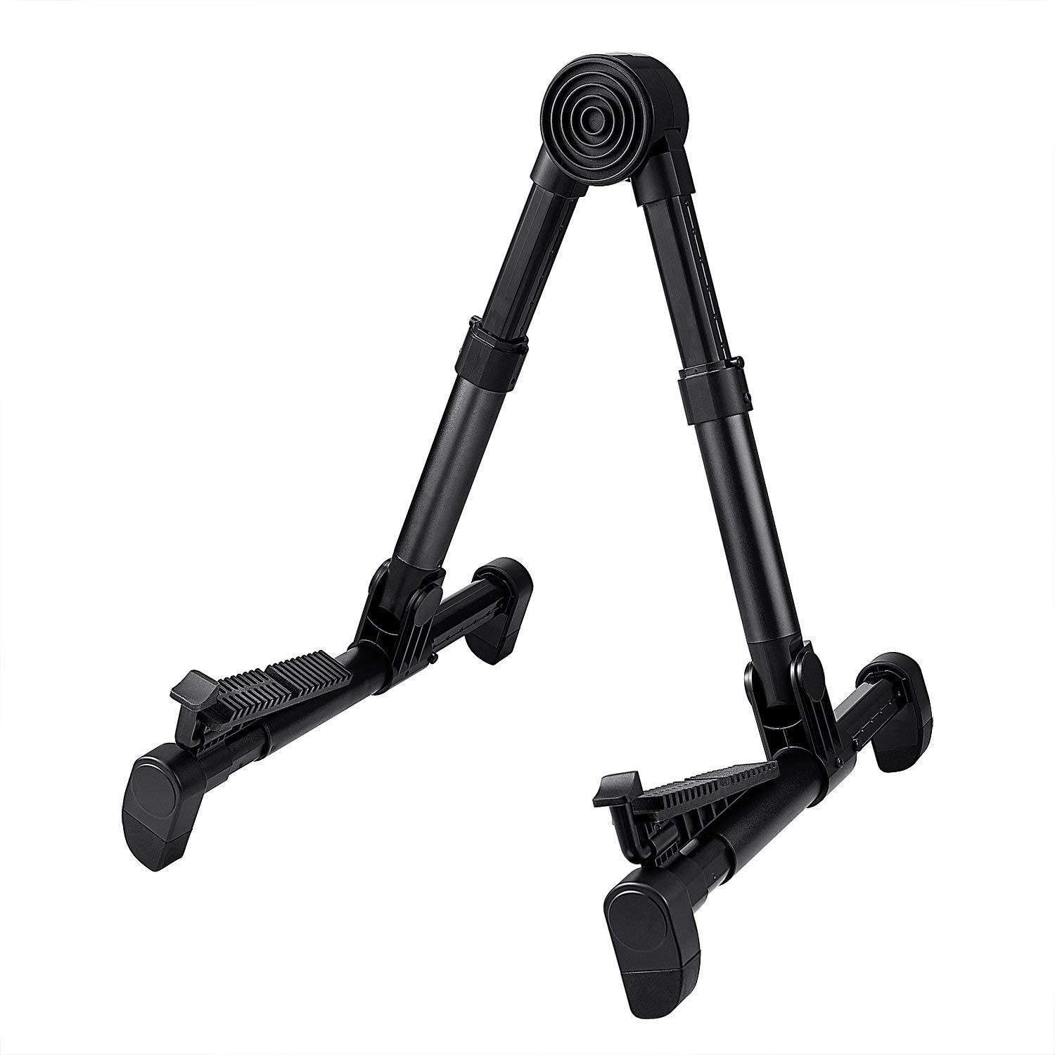 Stallion Adjustable Aluminum Floor Stand For Guitars, Basses- Foldable & Portable (Black)