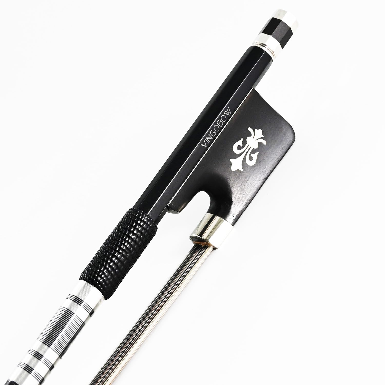 Vingobow 4/4 Full Size Cello Bow Advanced Carbon fiber Bow with Black Hair and White Hair Mixed Unique Design