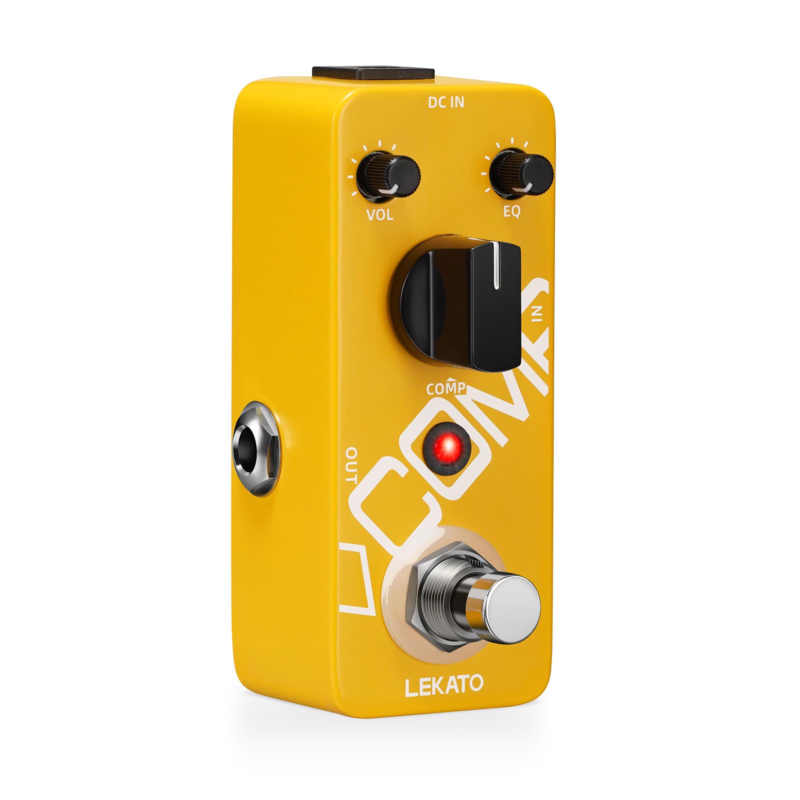 LEKATO Compressor Pedal, Yellow Comp Mini Portable Compression with True Bypass, EQ and Volume Adjustable, Classic Optical Compr