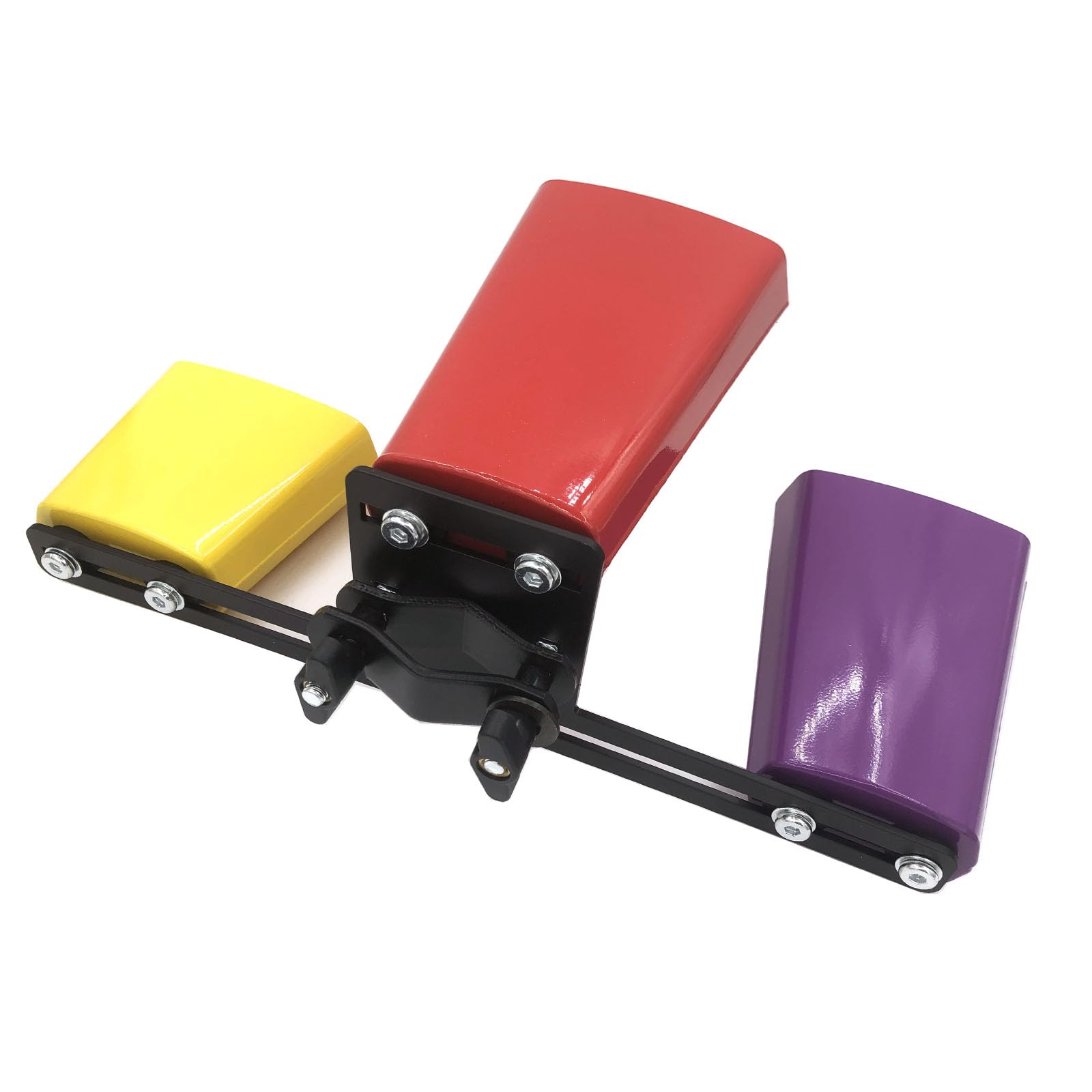TUOREN Cowbell for Drum Set Tricolor Cow Bells High Medium Low Tones Jam Block Red Yellow Purple Percussion Cowbell Metal Mounta