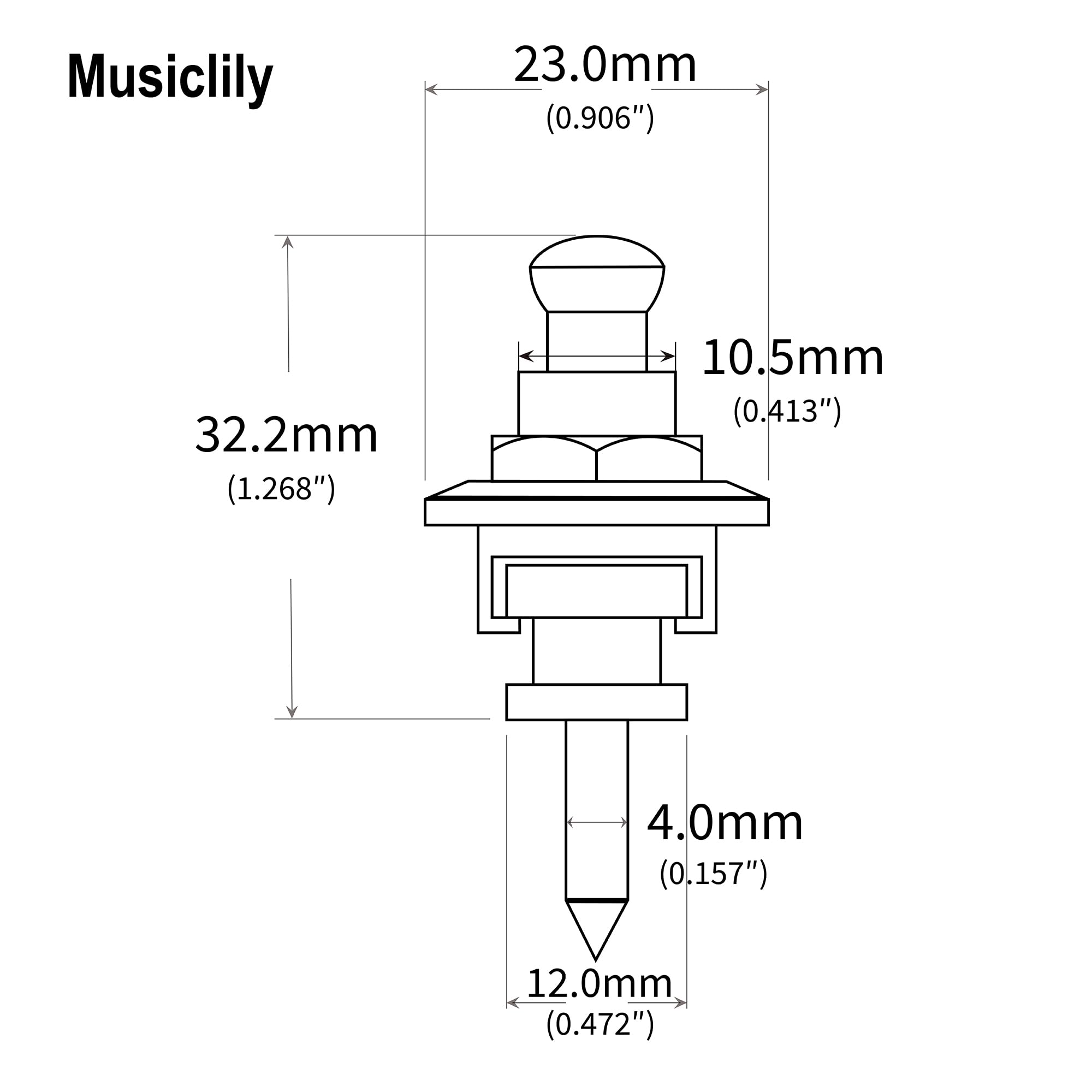 Musiclily Guitar Bass Schaller-Style Security Straplocks Round Head Lock Strap Pins and buttons Straplocks System for Fender Ele