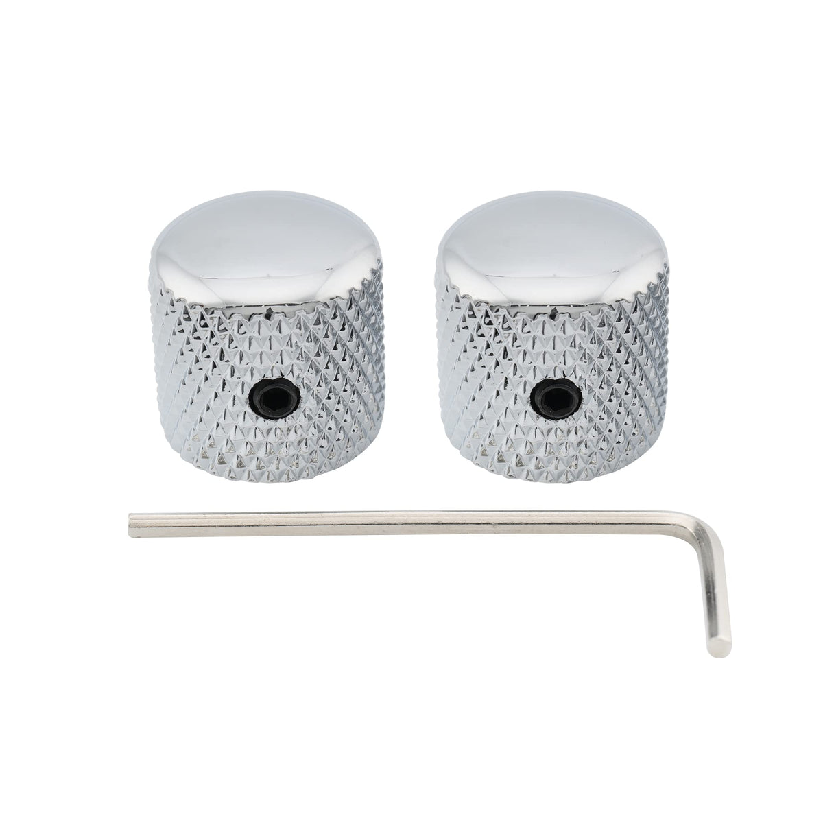 Musiclily Pro 1/4'' Steel Fine Knurled Dome Knobs Universal Fitting Control Knobs With Set Screw For Electric Guitar Or Bass, Ch