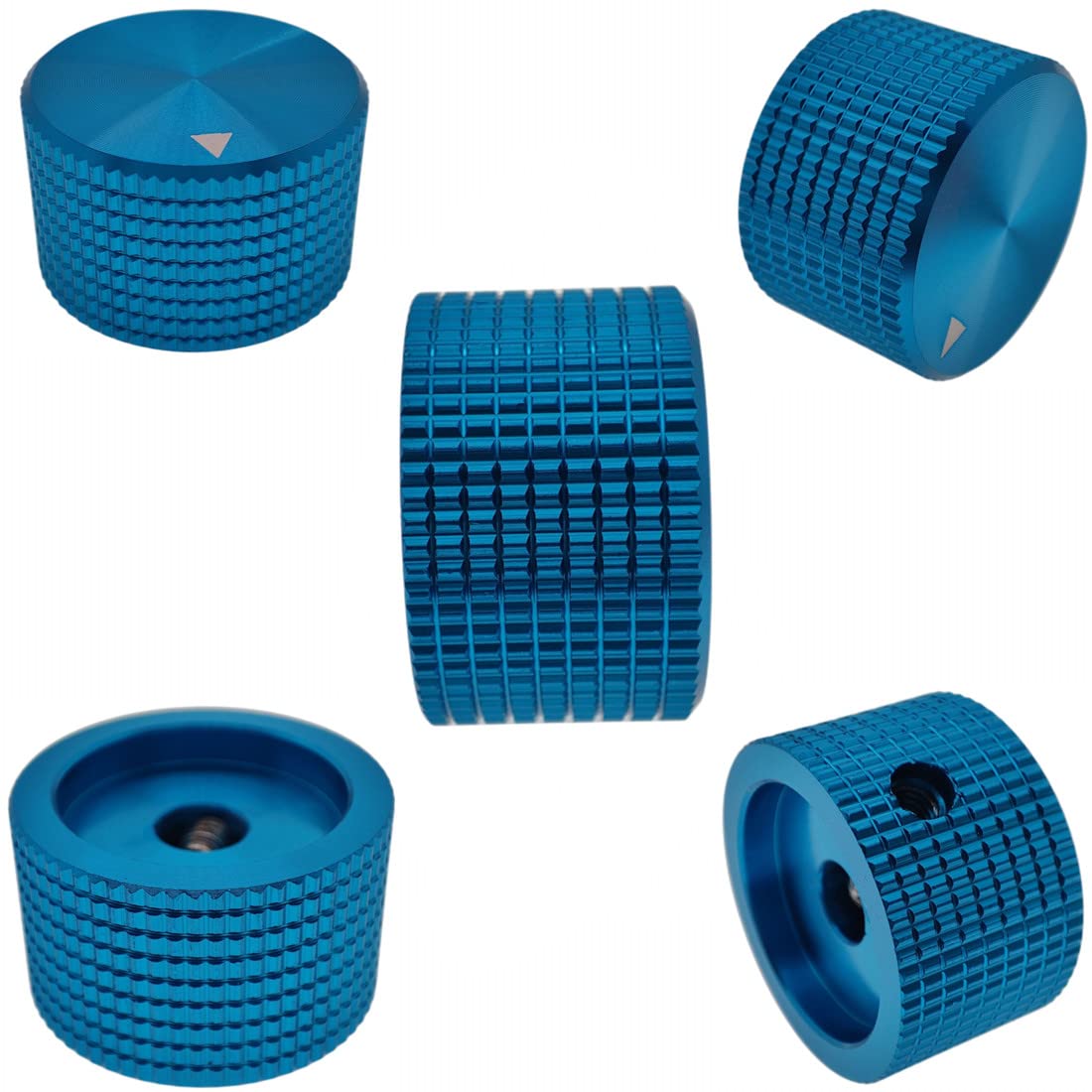 Szliyands 5 Pack Aluminum Rotary Electronic Control Potentiometer Knob,For 0.23'' Diameter Shaft, 0.98'' Dia, 0.61'' H, Guitar K