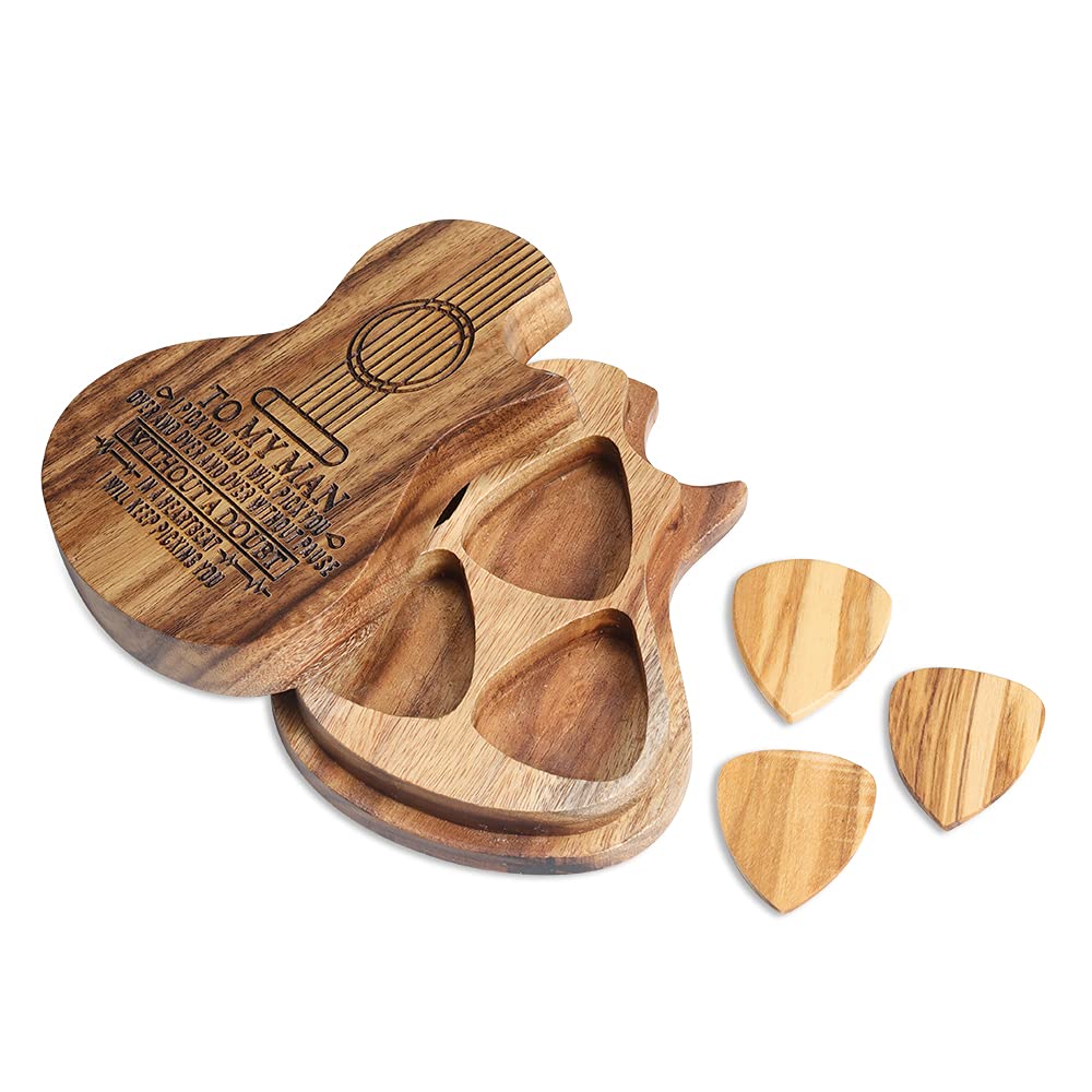 Albertband Personalized Guitar Wood Picks Box Guitar Pick Suit Wooden Guitar Picks Custom Any Message With 3 Pcs Wood Picks Coll
