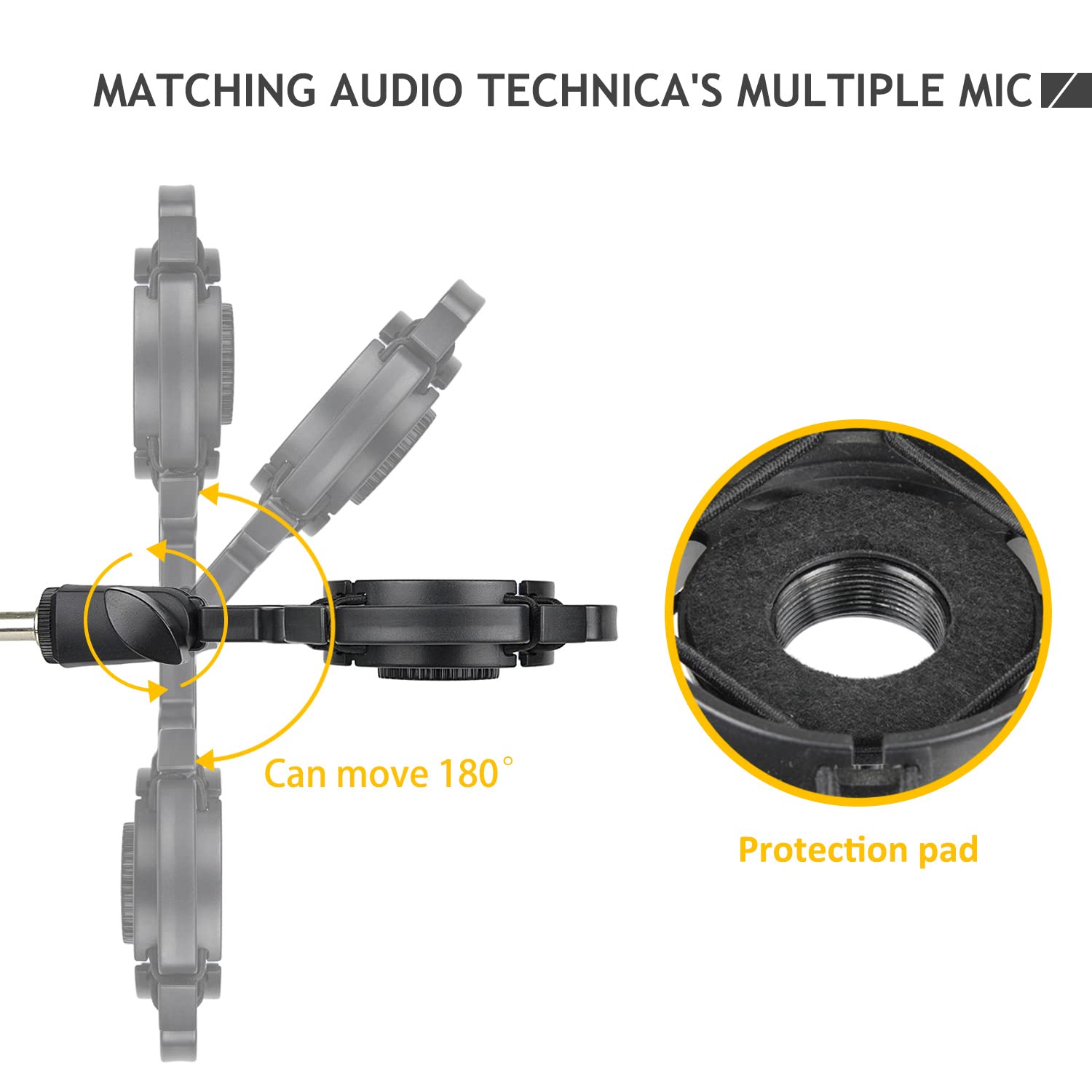 Frgyee Microphone Stand with Shock Mount and Foam Windscreen, Mic Boom Arm with Upgraded Heavy Duty Clamp for Audio Technica AT2