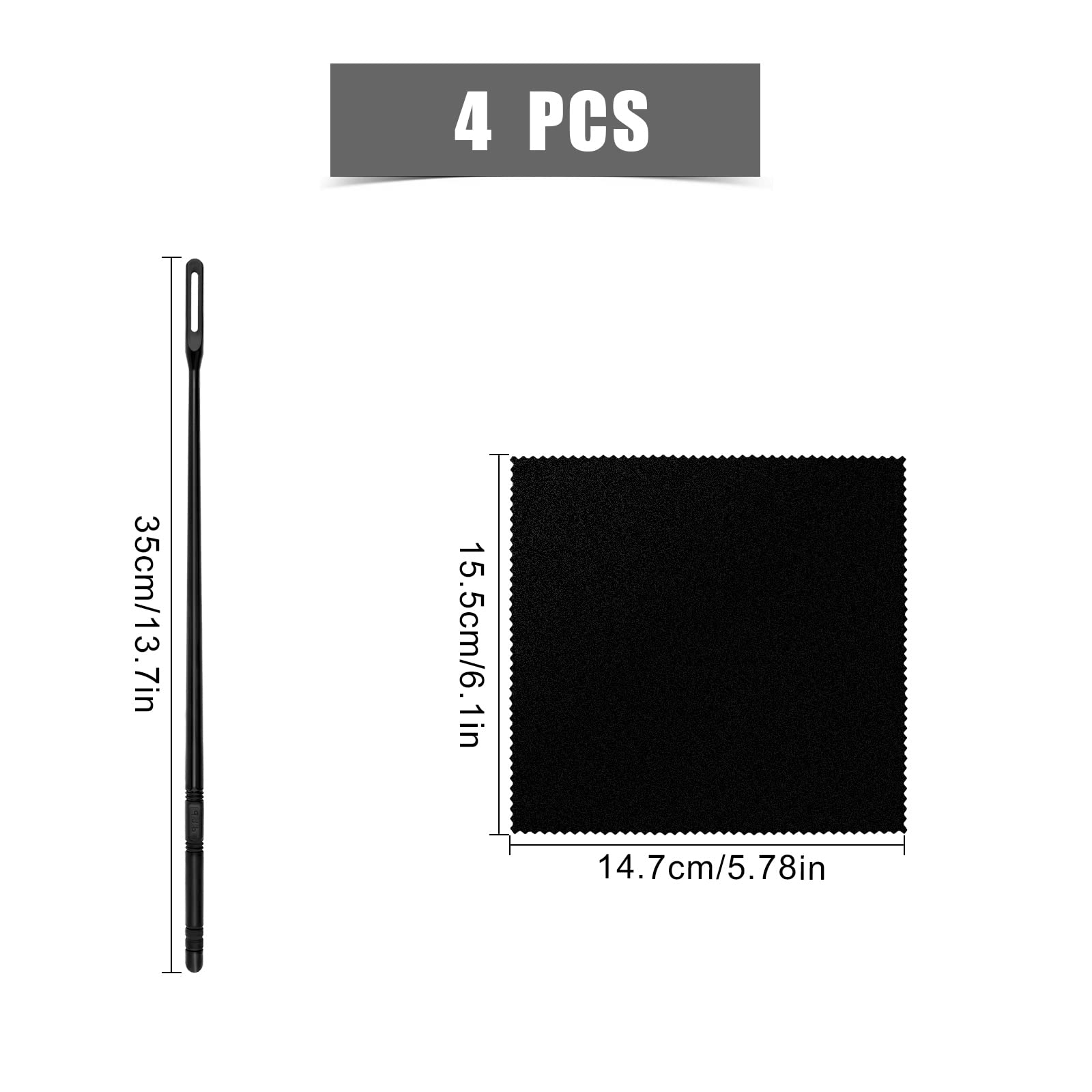 SAVITA 4pcs Flute Cleaning Kit, 2pcs Flute Cleaning Rod and 2pcs Flute Cleaning Cloth Flute Cleaning Swabs Flute Cleaning Suppli