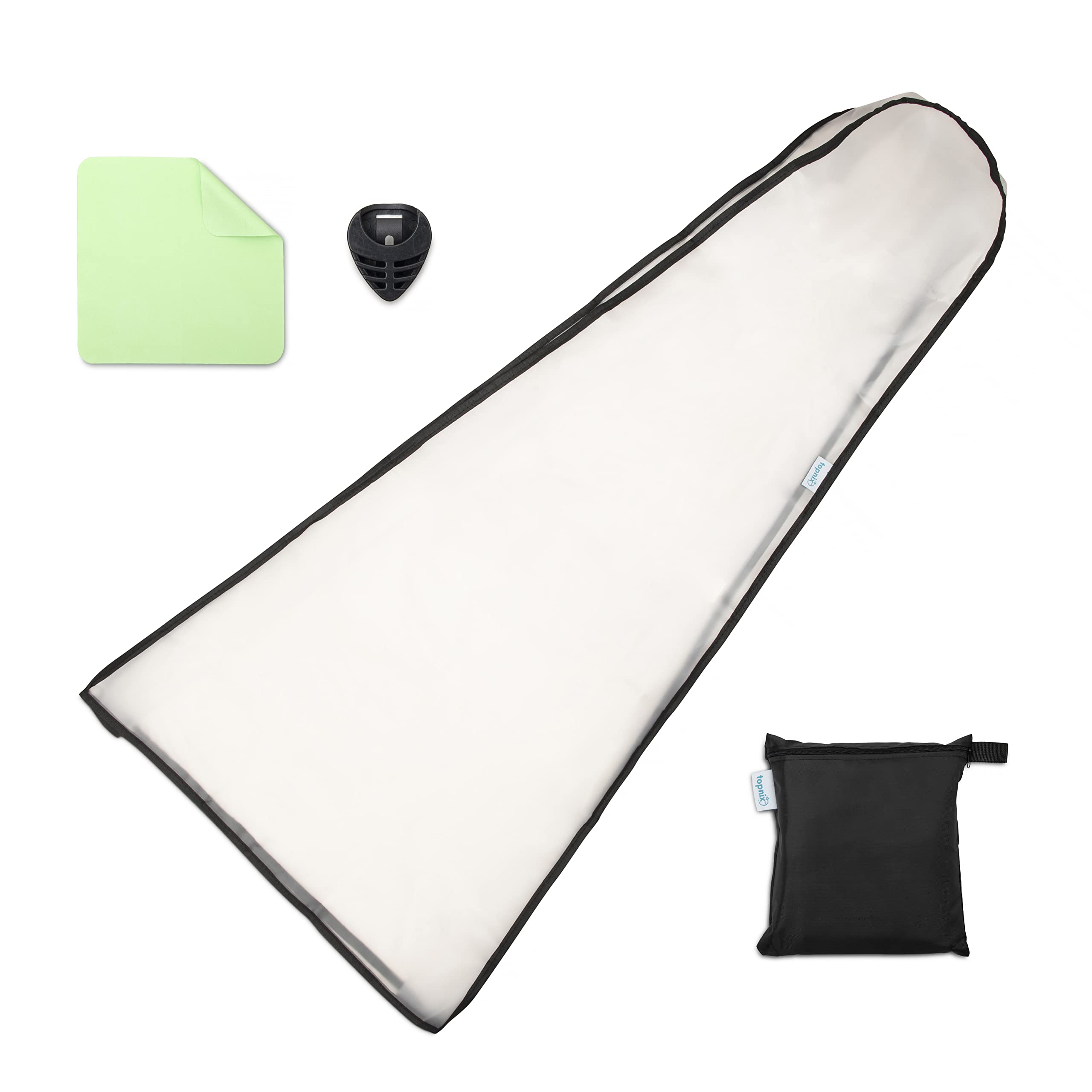 Topnix Guitar Dust Cover - 47 Inch Clear Protector - With Pouch, Cleaning Cloth And Pick Holder