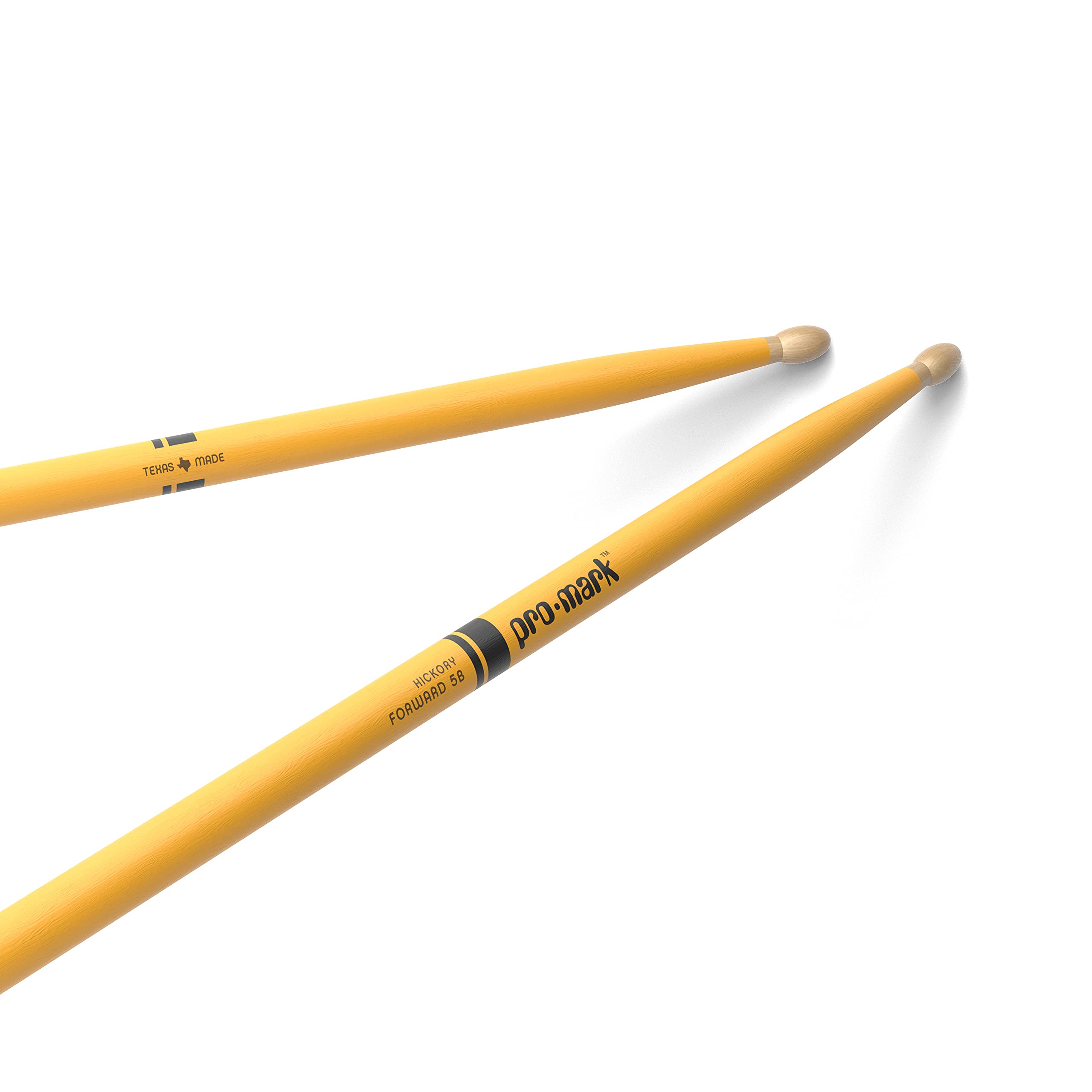 ProMark Classic Forward 5B Painted Yellow Hickory Drumsticks, Oval Wood Tip, One Pair