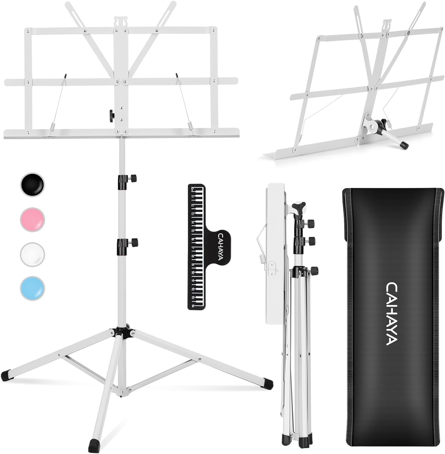 CAHAYA Foldable Music Stand Extra Stable Lightweight Portable Adjustable Music Stand & Table Stand 2 in 1 Dual Use with Metal Ca