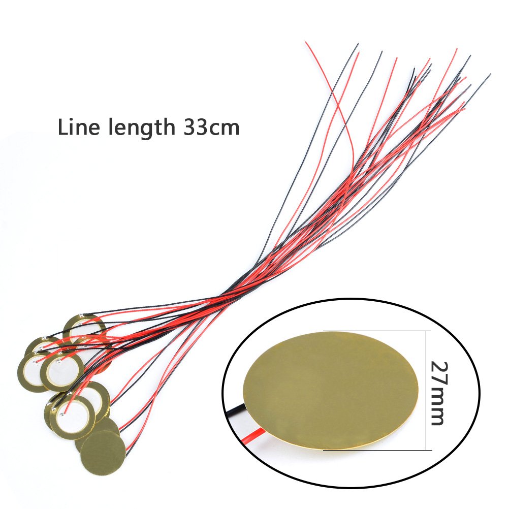 TIMESETL 15pcs Piezo Pickup 27mm Piezo Amplifiers Discs with 13'' Leads for Acoustic Guitar Drum