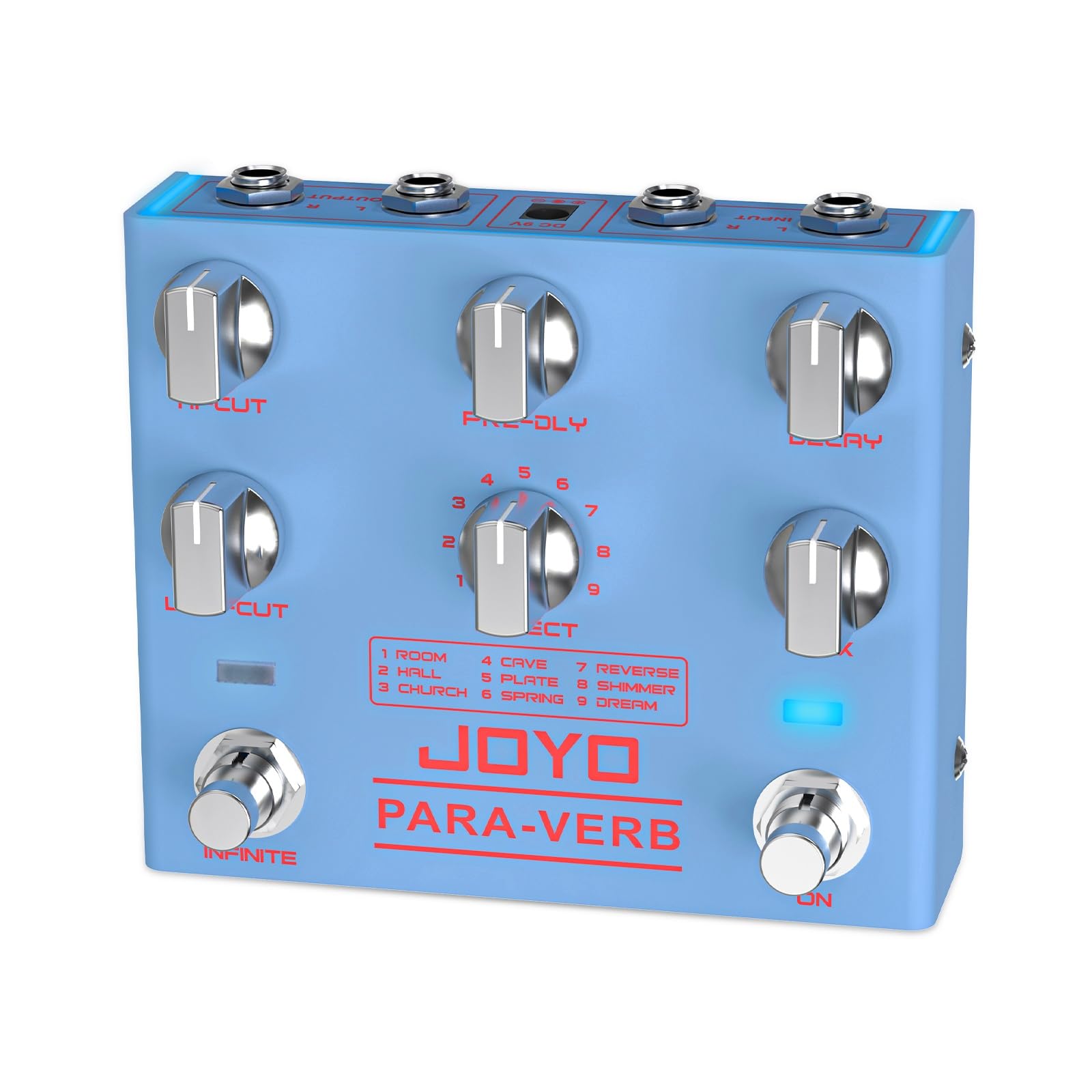 JOYO Reverb Pedal Digital Stereo Guitar Pedal with 9 Reverb Effects Infinite & Trail Functions for Electric Guitar - True Bypass