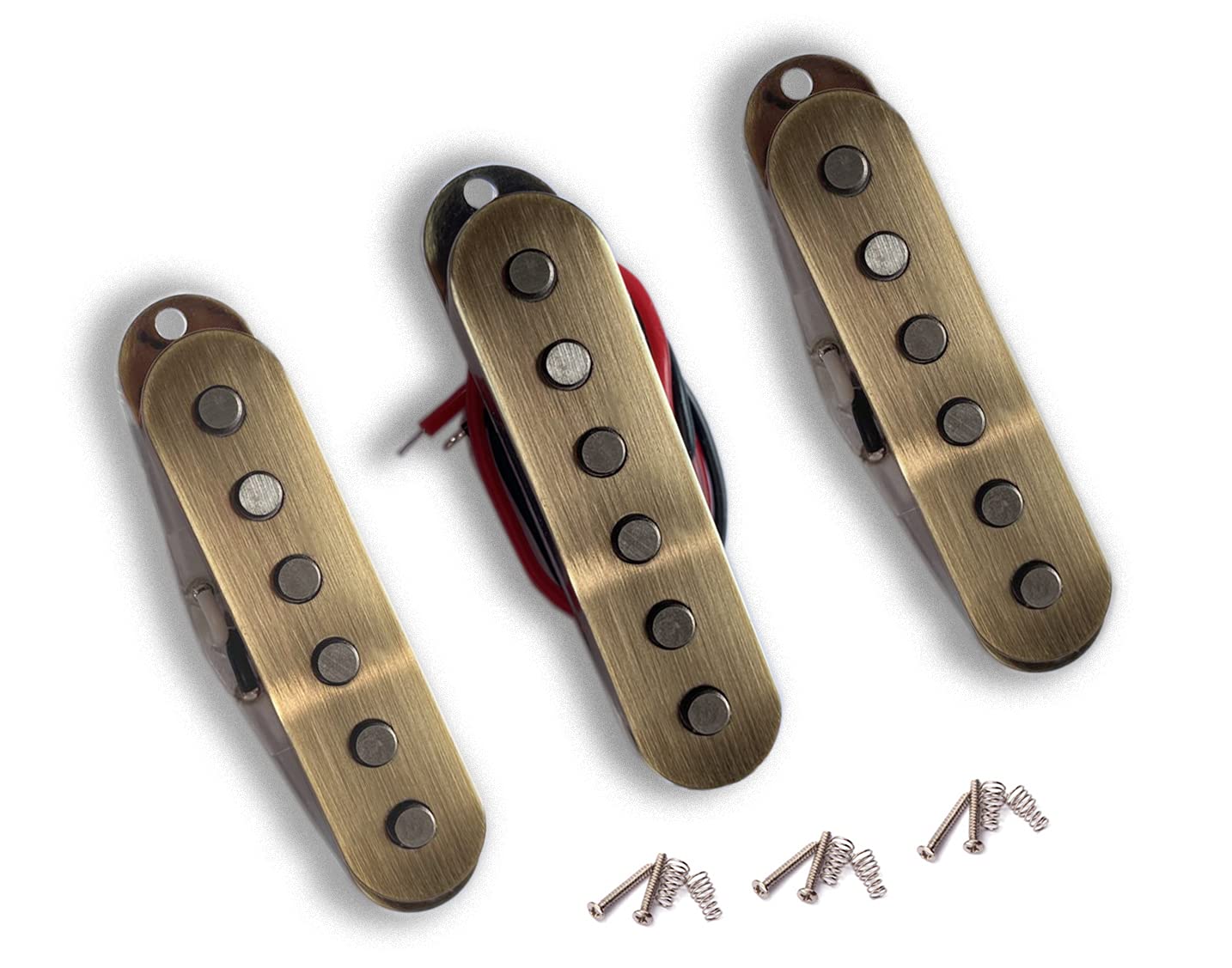 Lamsam Electric Guitar Pickup Set, High Output Single Coil Pick-Up Loaded Alnico 5 Magnets Clear Bobbins Removable Cover, Bridge