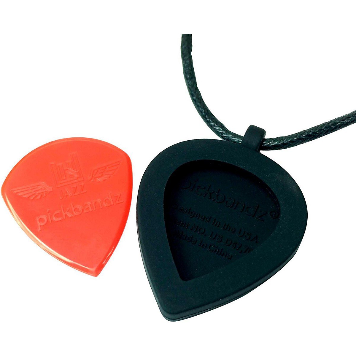 Pickbandz Jazz Guitar Pick Necklace Holder in Epic Black Includes a Limited Edition Jazz Pick