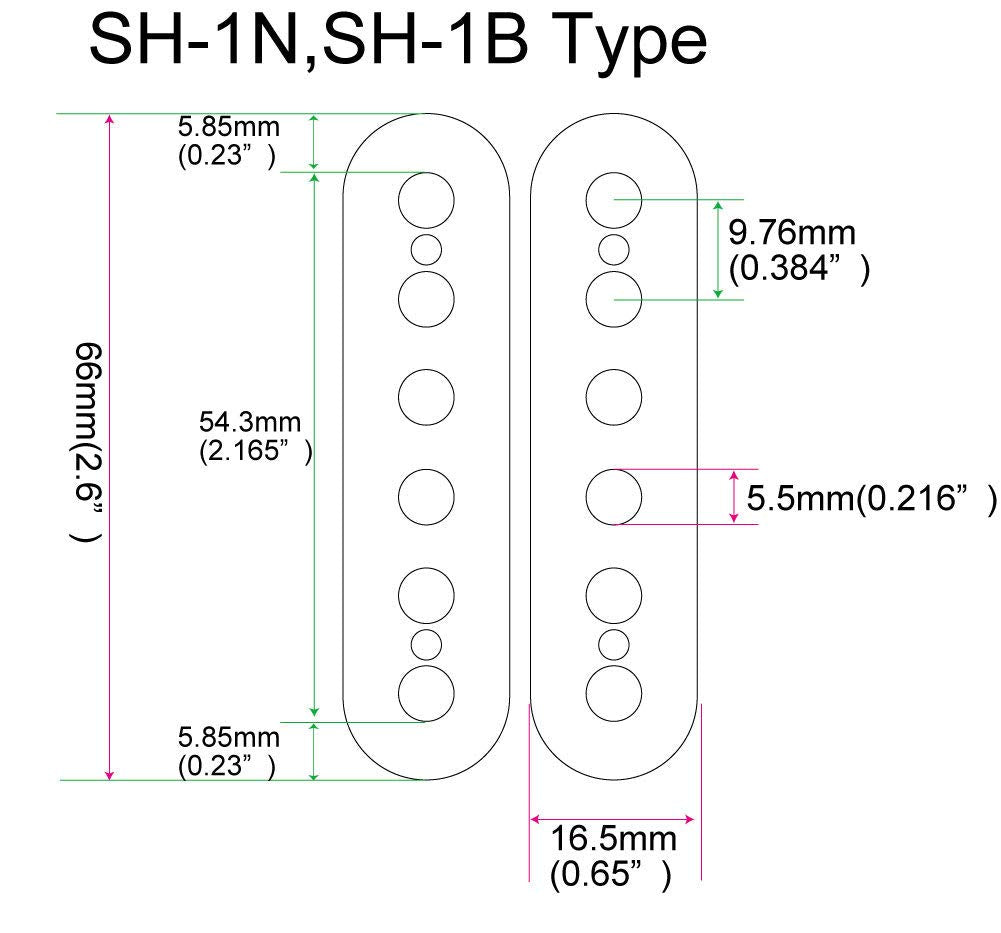 Pickup Stickers for Humbucker // Seymore Duncan SH-1 - Metallic