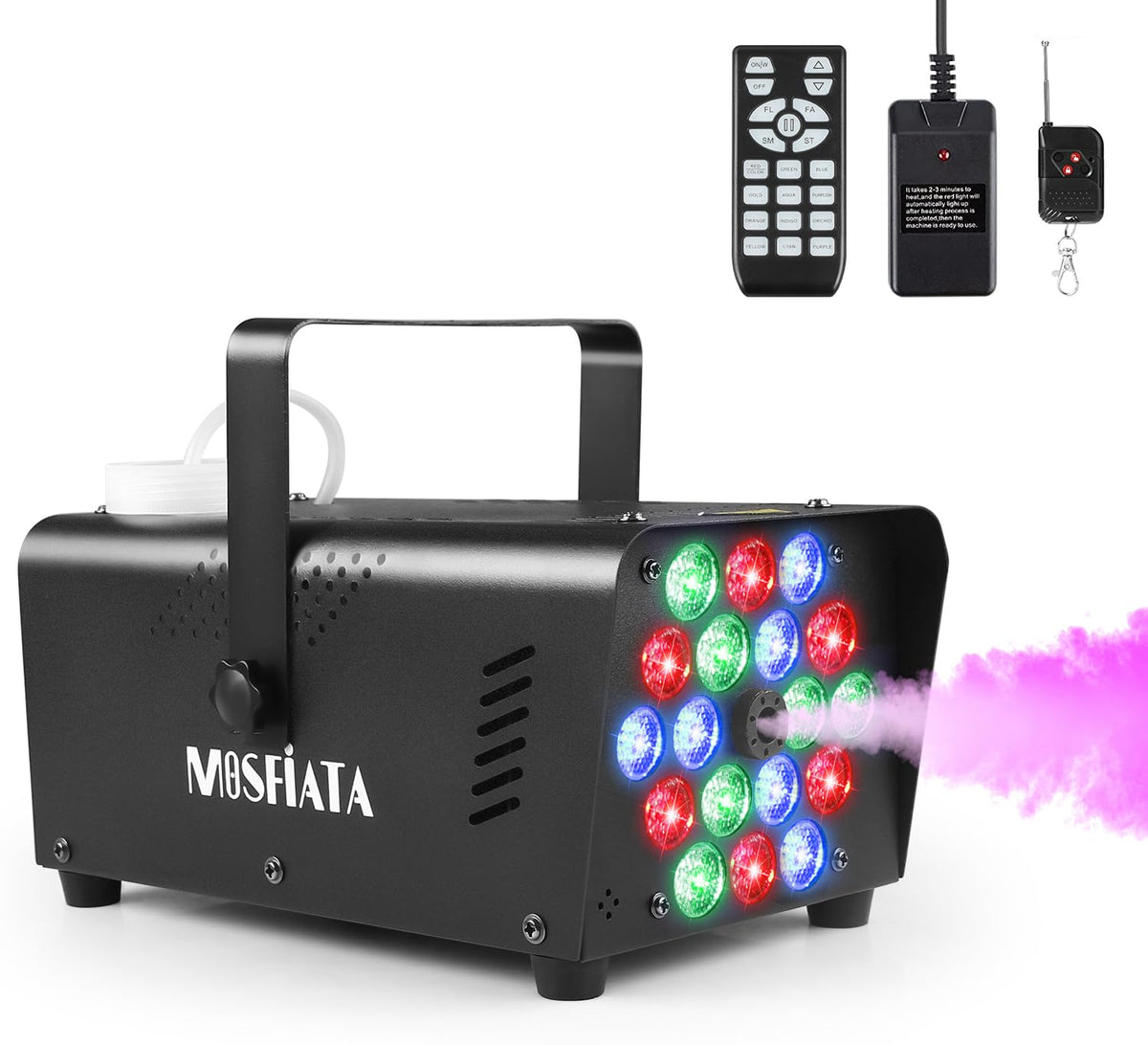 Fog Machines With Lights, Mosfiata 600W Smoke Machine With 18 Rgb Led Lights, 2300 Cfm Spray, Remote Control, Perfect For Hallow