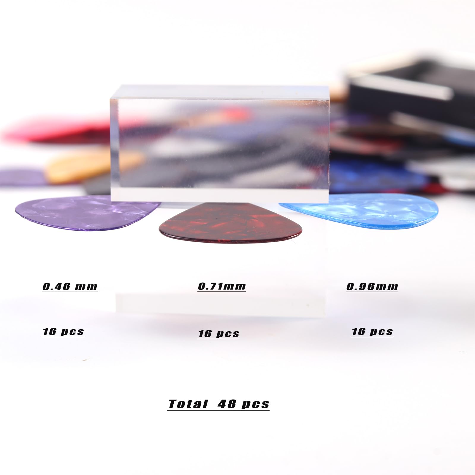 3 Thickness Guitar Picks,48 Pcs Fishkonw Guitar Picks for Acoustic Guitar,Thin,Medium,Heavy Guitar Pic for Bass Guitar
