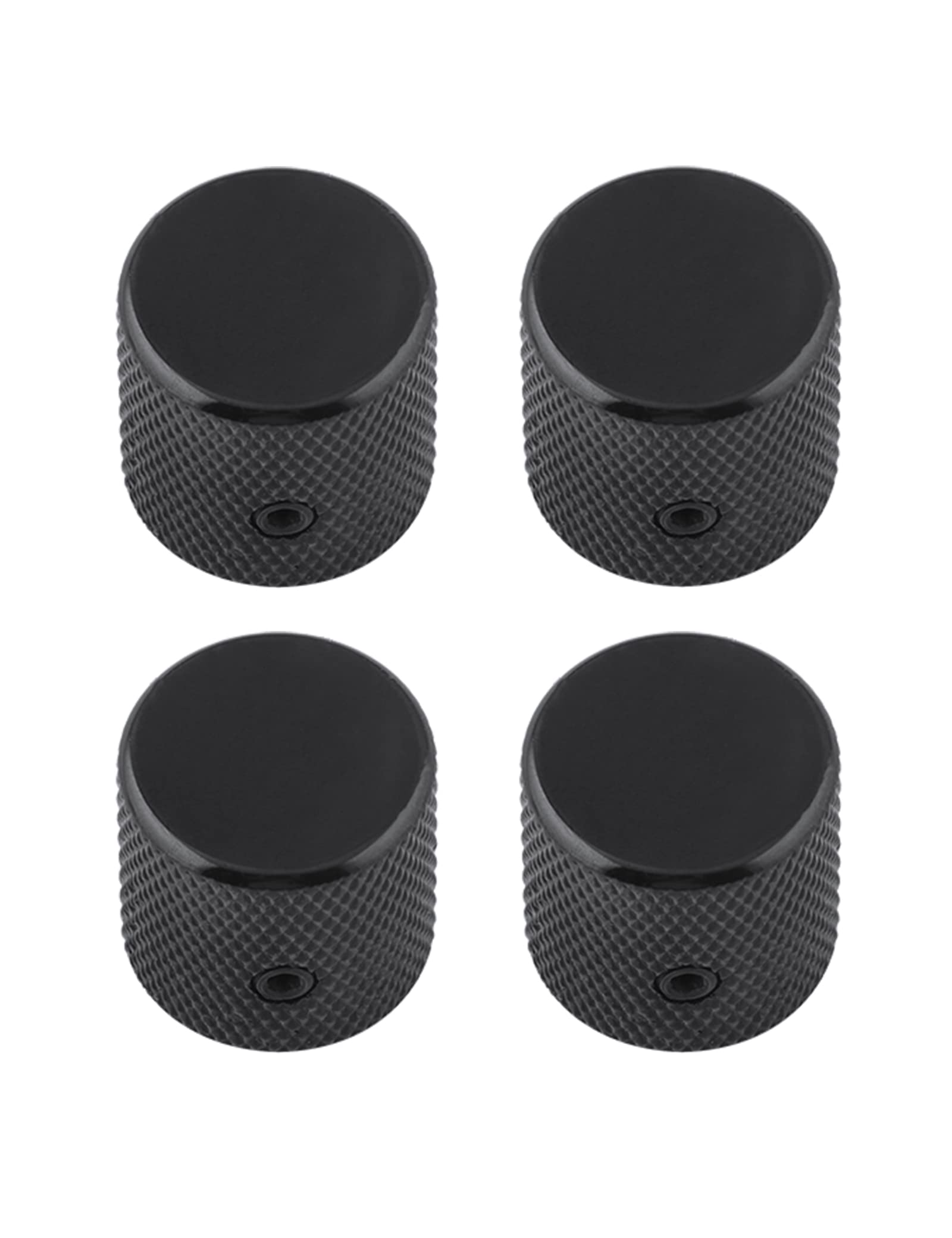 Rubatone Metal Guitar Knobs Flat Top Control Knobs with Black Knurled Barrels 6mm Split Shafts Volumn Tone Control Knobs Screw T
