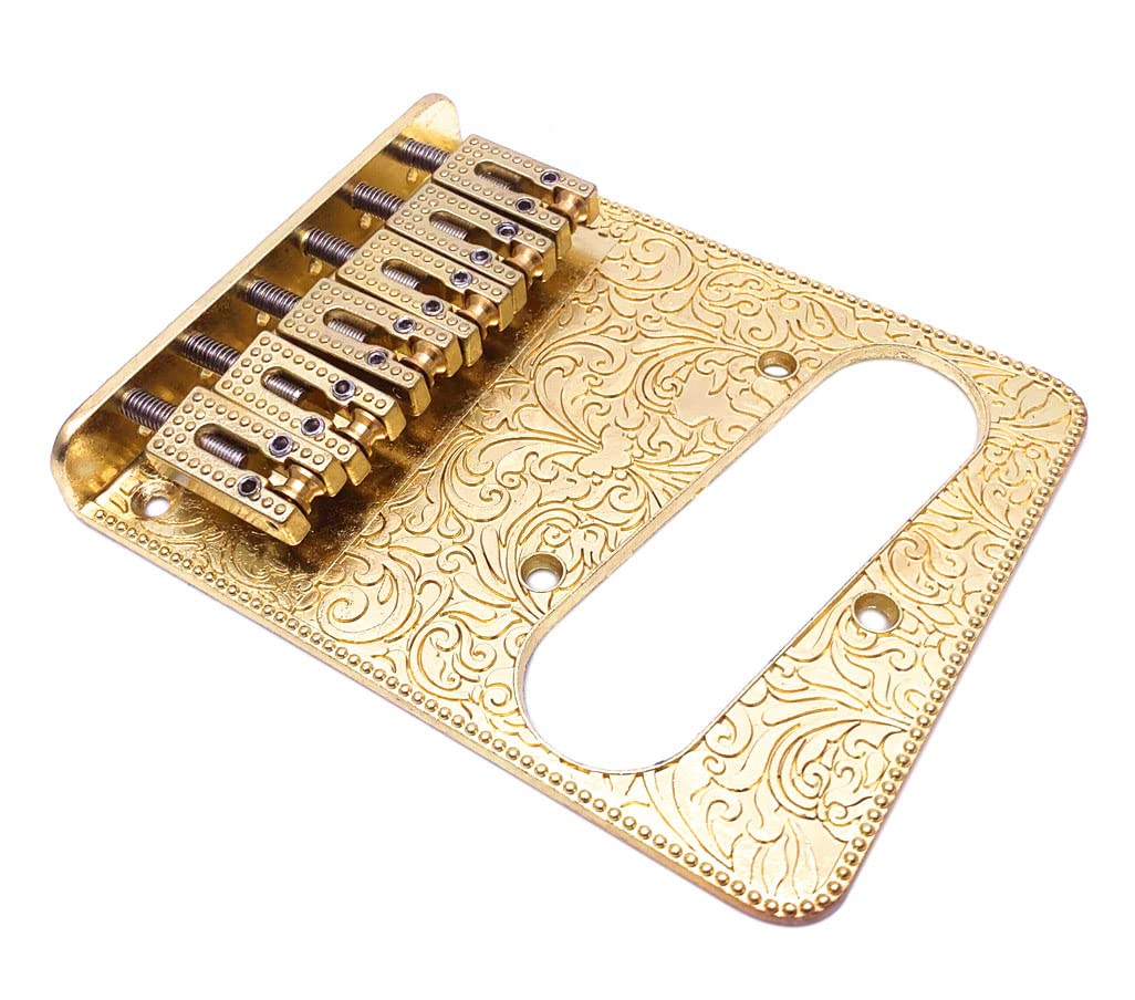 Jiayouy Roller Saddle Bridge Plate with 3 Way Switch Control Plate 2 Knurled Dome Knobs for 6 Strings Tele Telecaster Electric G