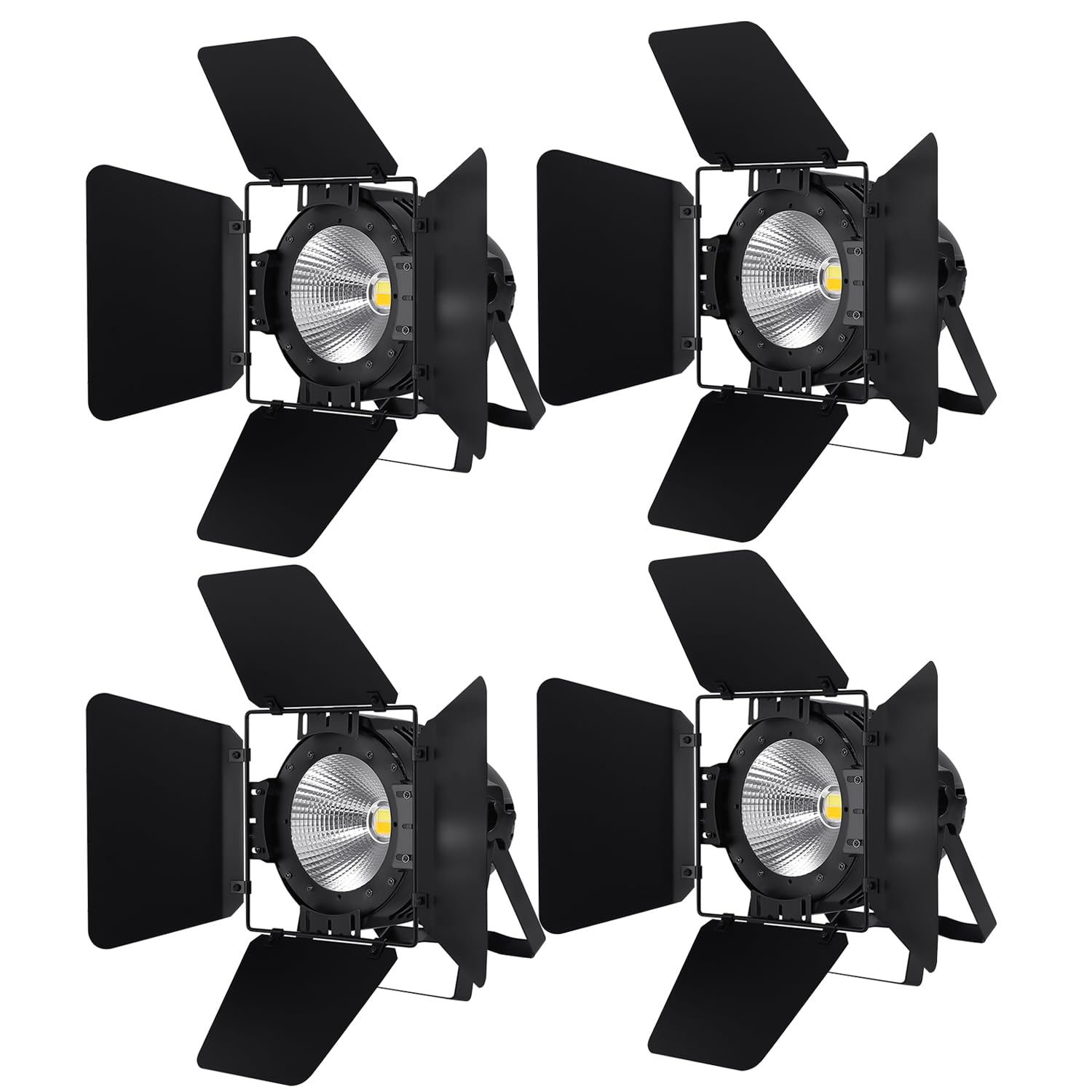 Ridgeyard Spotlight COB 200W Stage Light Par Lights with Barn Doors,Party Warm & Cold White Professional DMX Lights Portable Met
