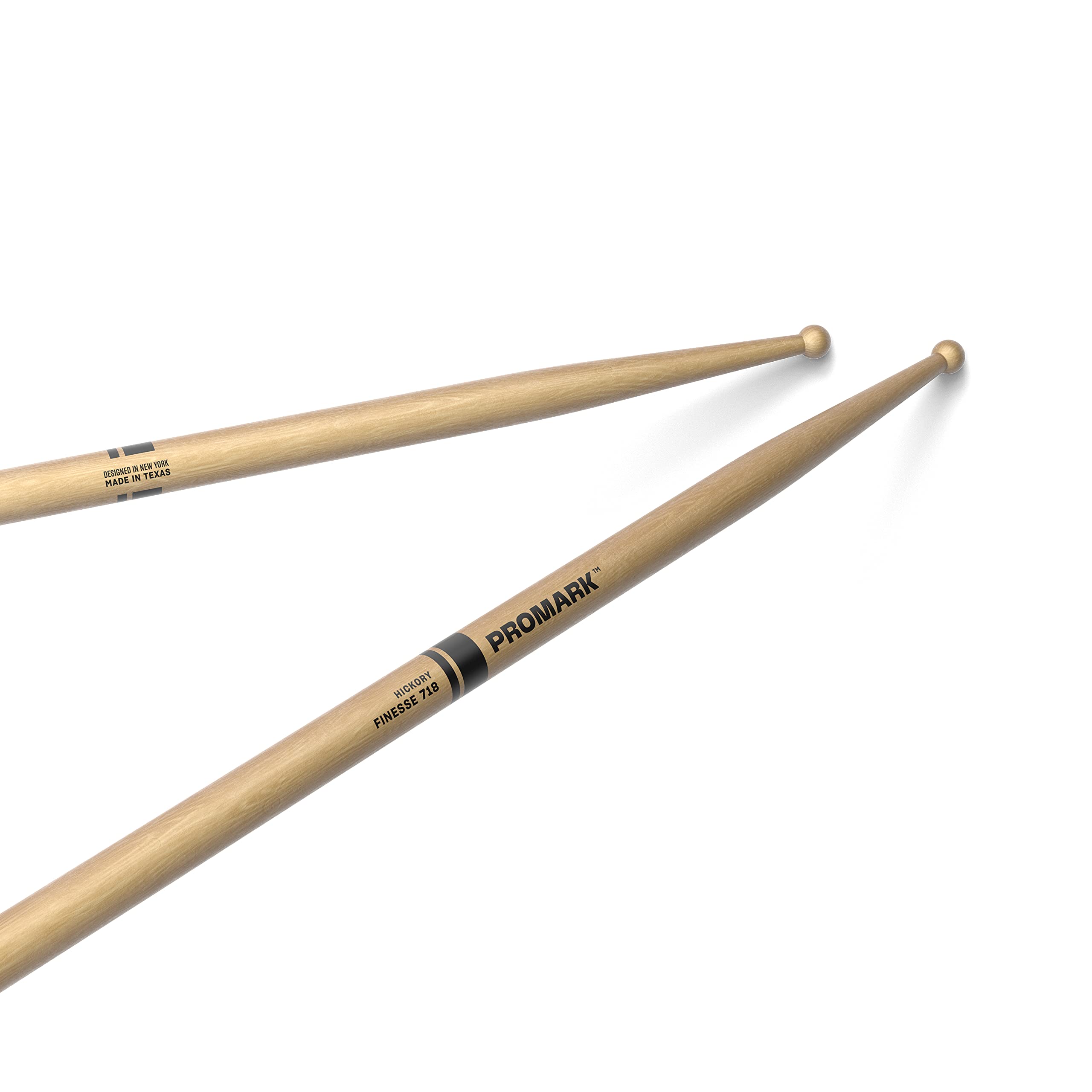ProMark Drum Sticks - Finesse 718 Drumsticks - Drum Sticks Set - Small Round Wood Tip - American Hickory Drumsticks - Consistent