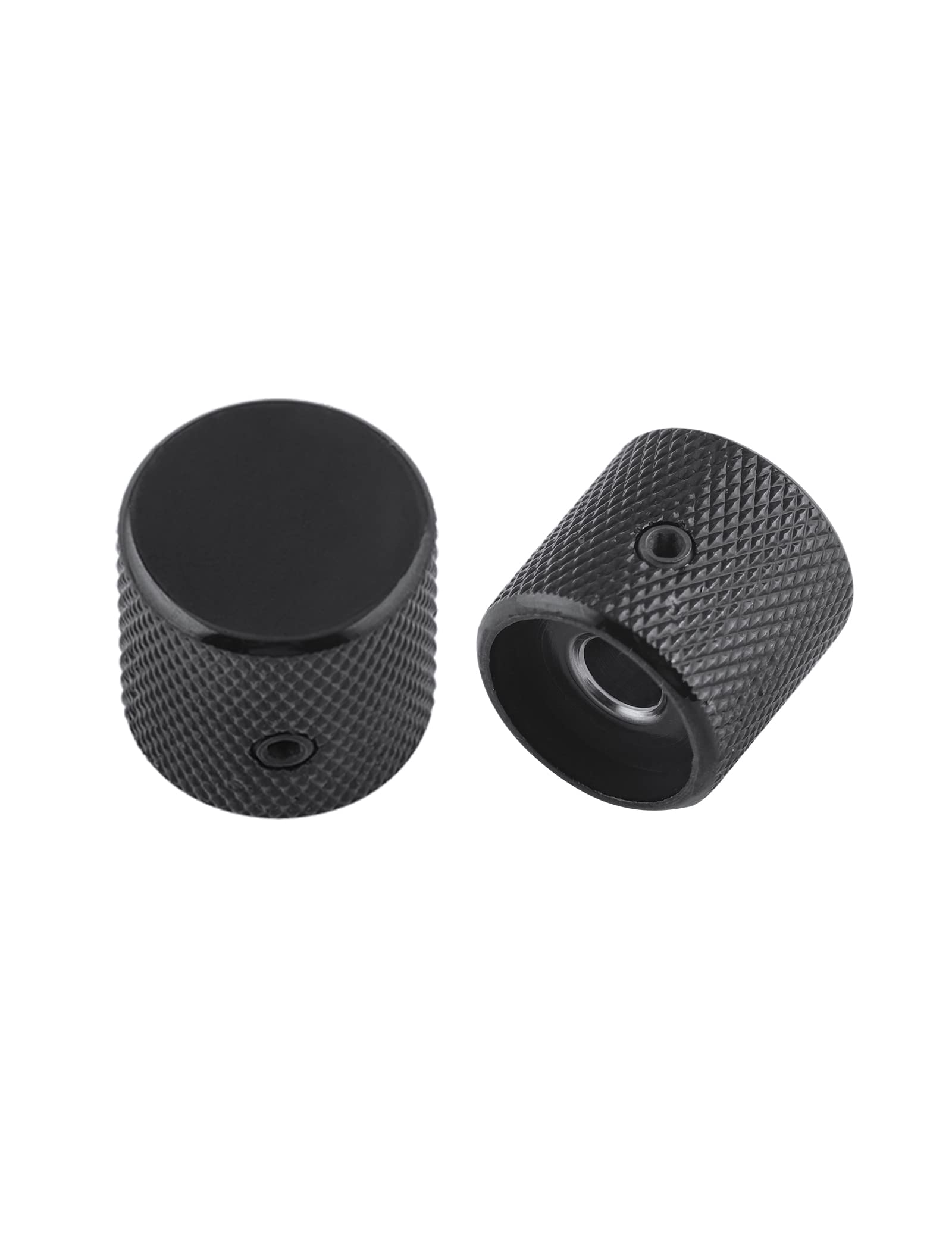 Rubatone Metal Guitar Knobs Flat Top Control Knobs with Black Knurled Barrels 6mm Split Shafts Volumn Tone Control Knobs Screw T