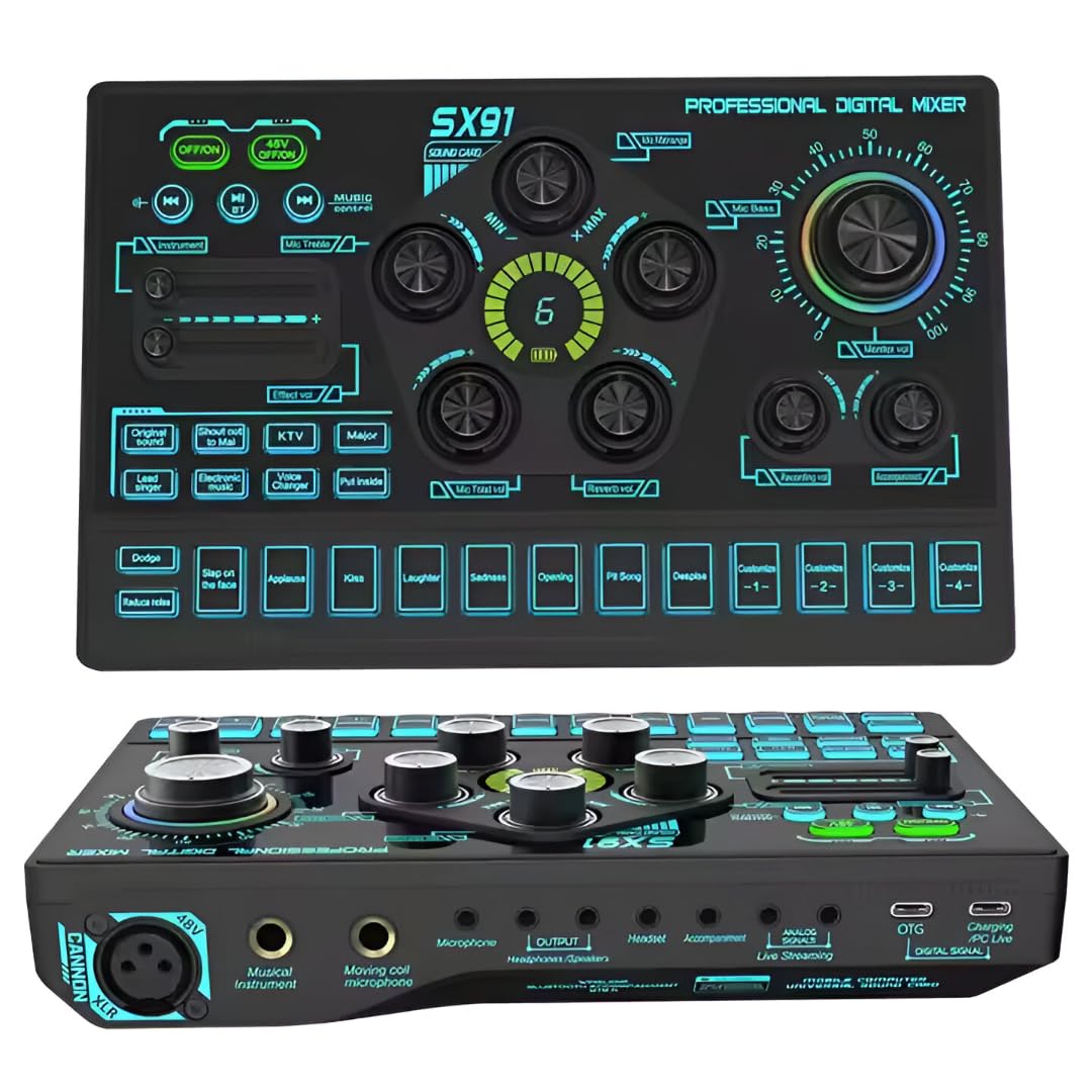 Powerpak Zsx91 Usb Bluetooth Sound Card Mixer Interface | 16Bit +48V Phantom Power Support, 3000Mah Battery, Noise Reduction, Vo