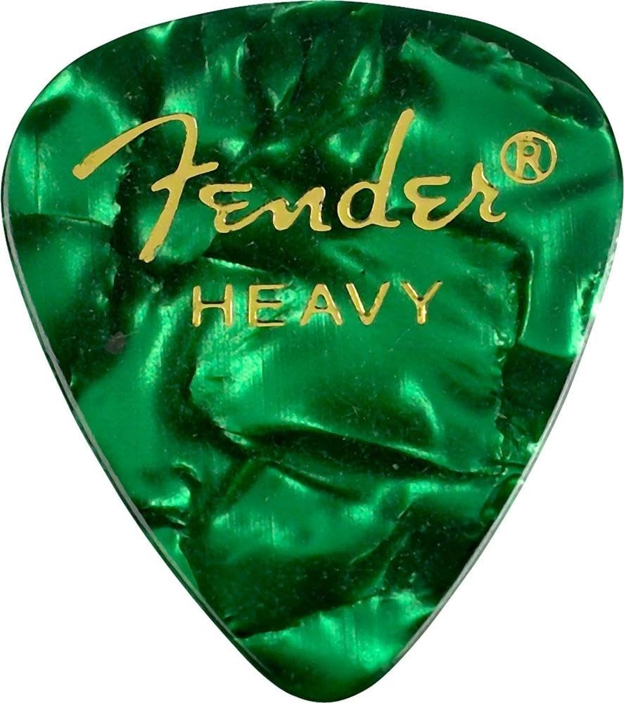 Fender Premium Celluloid Guitar Picks 351 Shape, Green Moto, Heavy, 12-Pack
