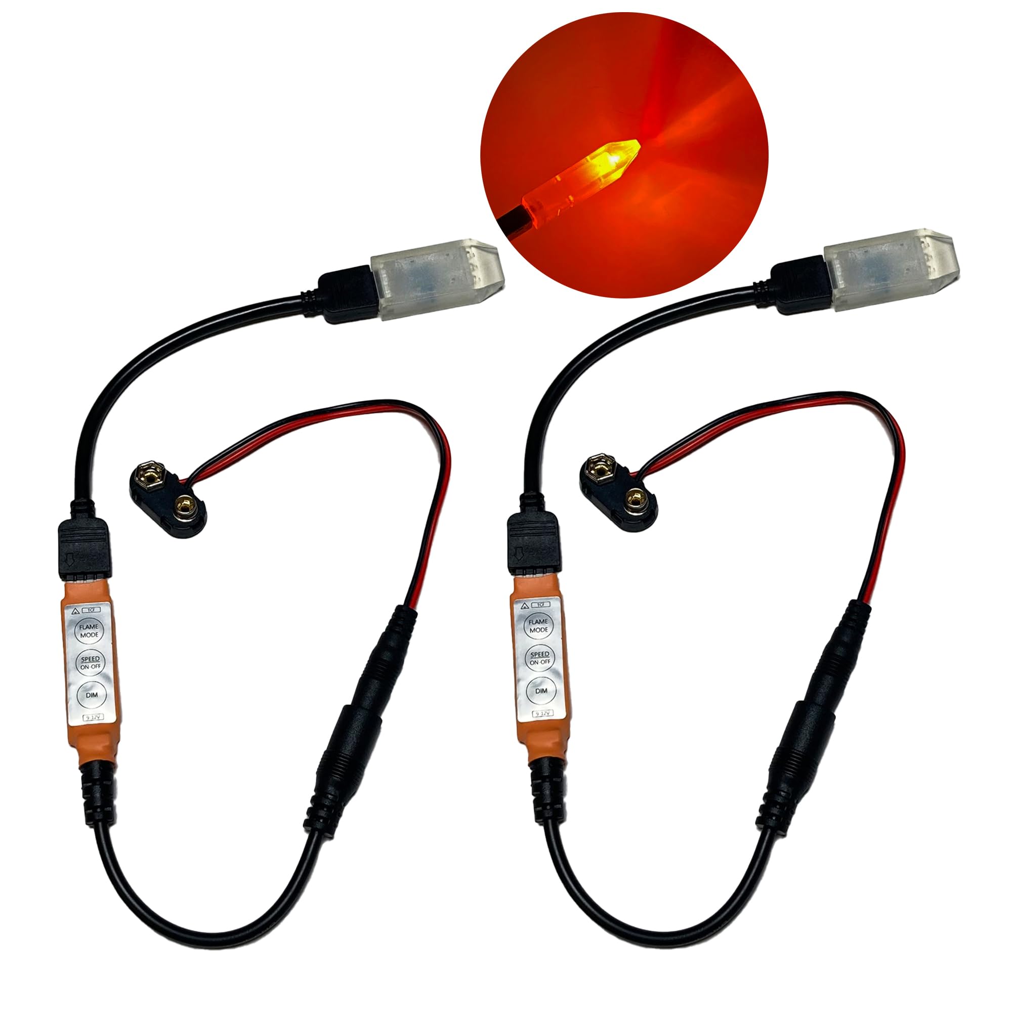 Prop and Scenery Lights Flame Light 4 Facet Prism Kit Flickering Amber Orange Red LEDs Battery Operated 2 Pack for Special Effec