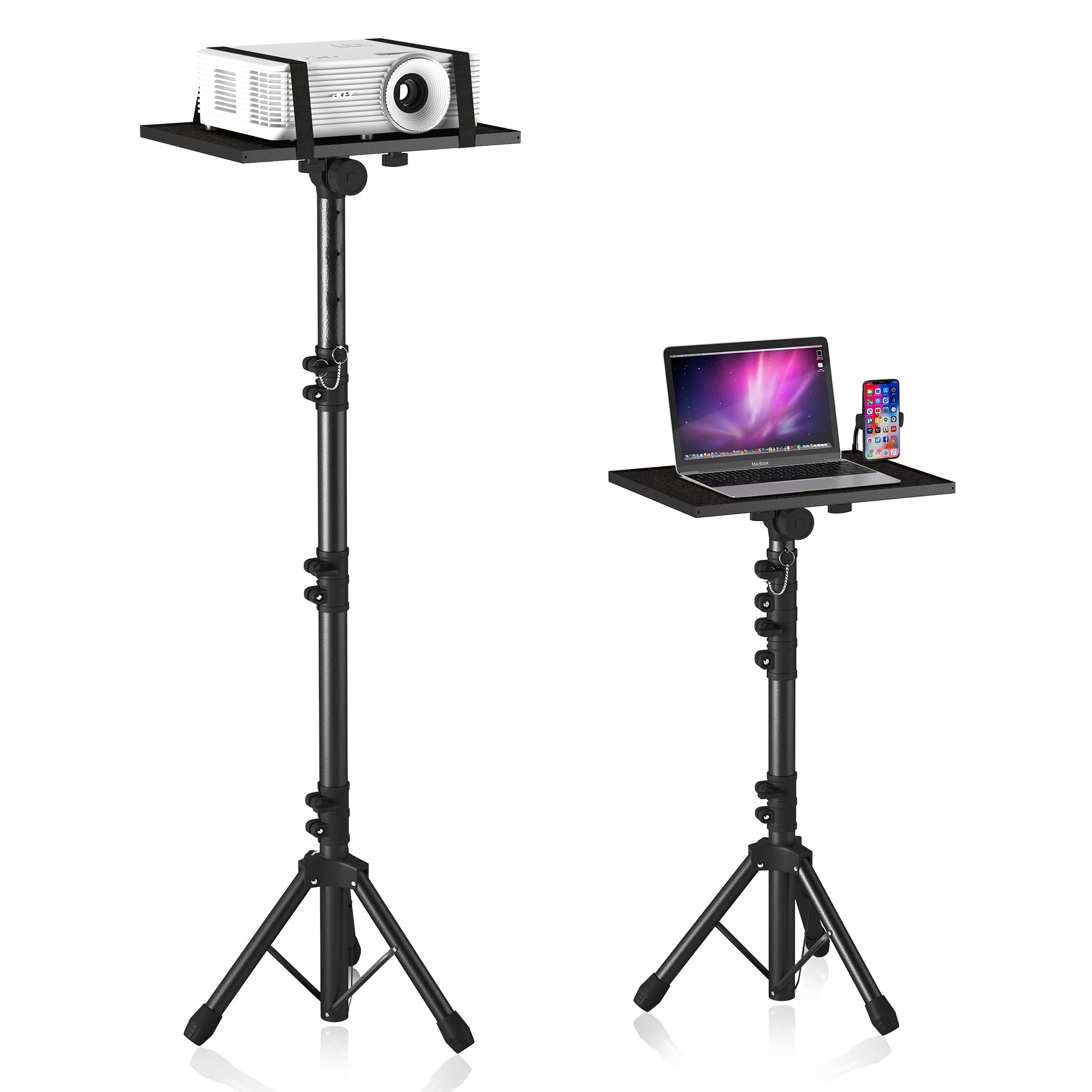 Projector Stand Tripod, DECOSIS Laptop Tripod Stand Adjustable Height from 23.5 to 63.5 inches with Gooseneck Phone Holder, Lapt