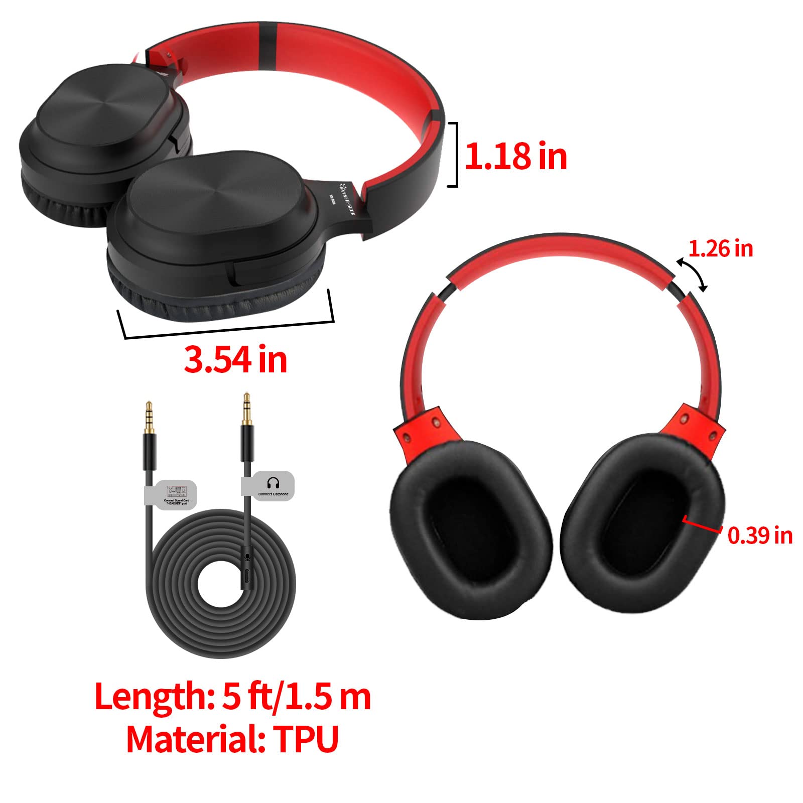 Hayner-Seek Studio Headphones with Microphone Over Ear Stereo Monitoring Closed Headphones for PC, Phone, Chatting, Music, DJ, P