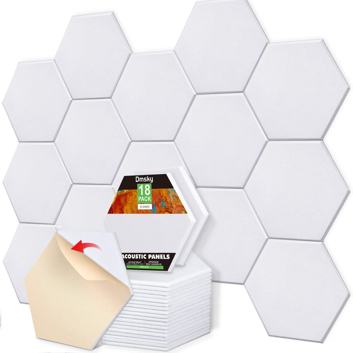18 Pack Self-Adhesive Acoustic Panels Soundproof Wall Panels 12''X10''X 0.4'' Sound Absorbing Panel For Decoration Sound Deadeni