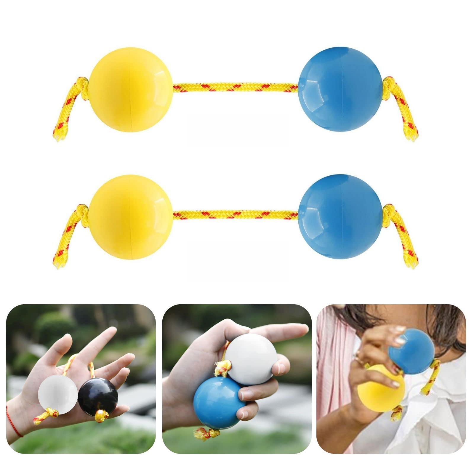 Aslatuas Rhythmic Ball Kashaka Instrument, Two Pair ABS Kashaka Music Egg Shakers, Double Gourd, Easy to Play for Adults and Tee