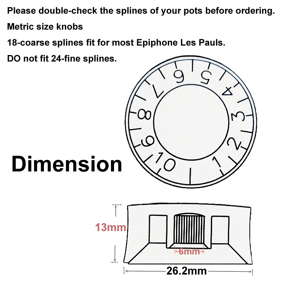 4pcs Speed Control Knob for Electric Guitar Volume Tone Push on 6mm/0.24'' Rotary Shaft (Transparent)