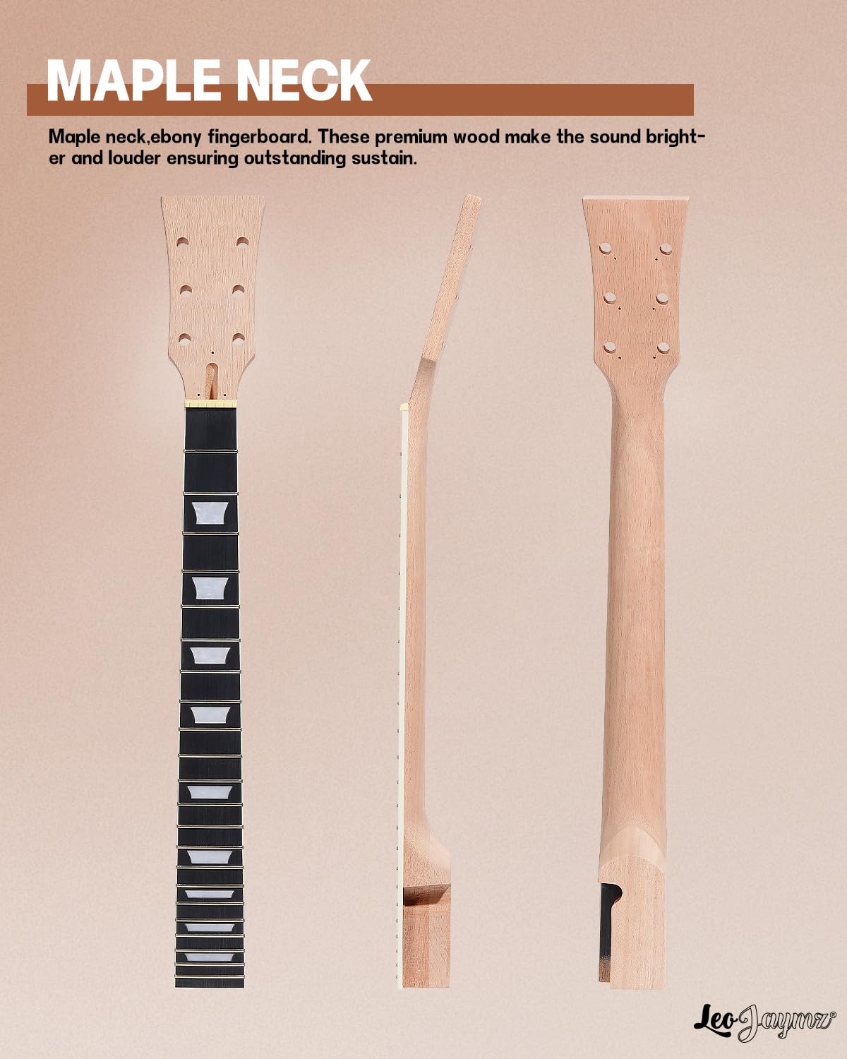 Leo Jaymz DIY Single Cut lp Electric Guitar Kits with Mahogany Body and Neck -Rosewood Fingerboard and All Components Included